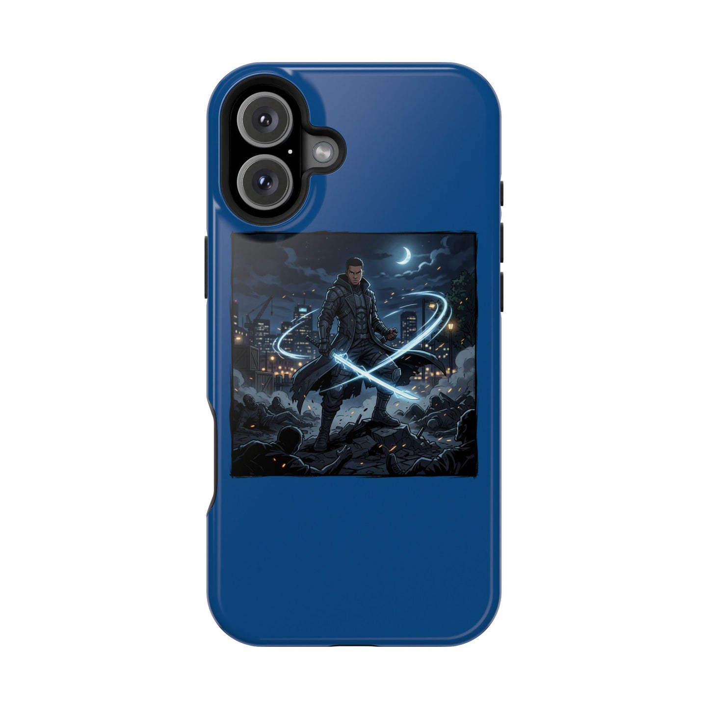 Magnetic Impact-Resistant Phone Case — Night Warrior Sci‑Fi Design