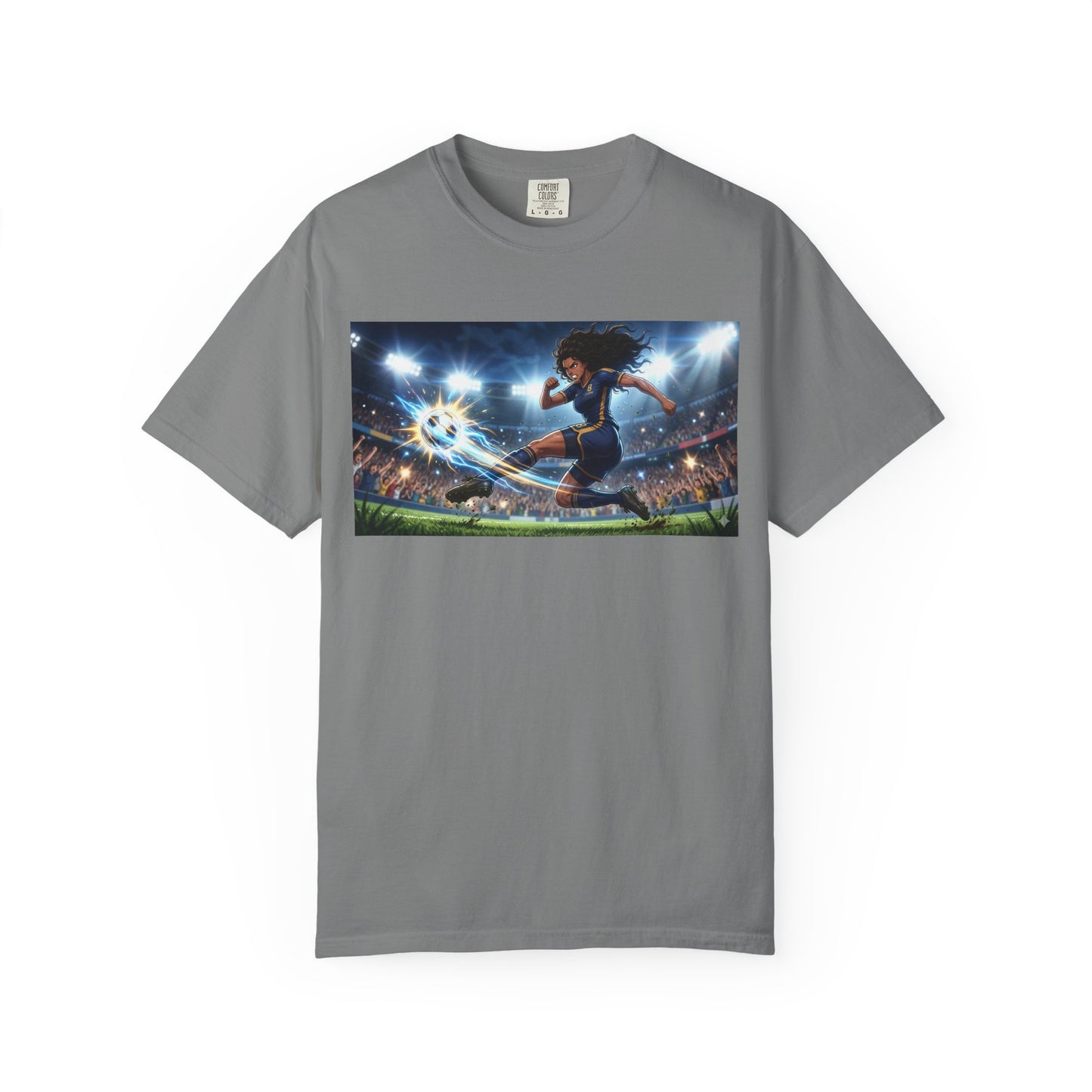 Soccer Kick Graphic T-Shirt — Energetic Stadium Football Design