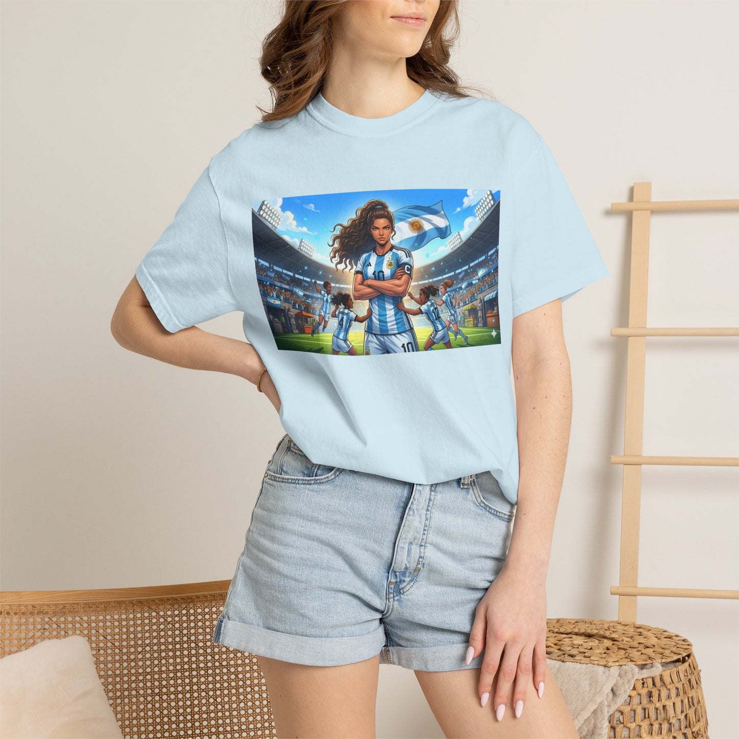 Argentina Soccer Heroine Stadium T-Shirt – Female Soccer Player Graphic Tee