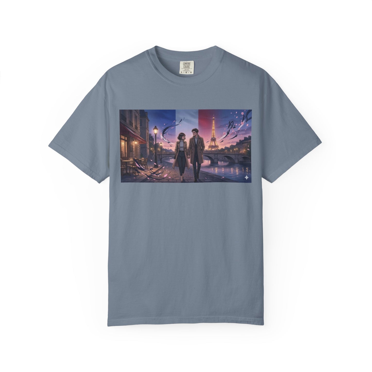 T-Shirt — Romantic City Night Stroll Illustration