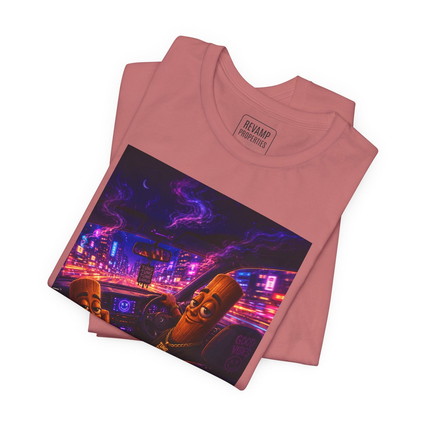 Tung Tung Tung Sahur Who Ride Like Us T-Shirt — Night Cruise Vaporwave Graphic Tee