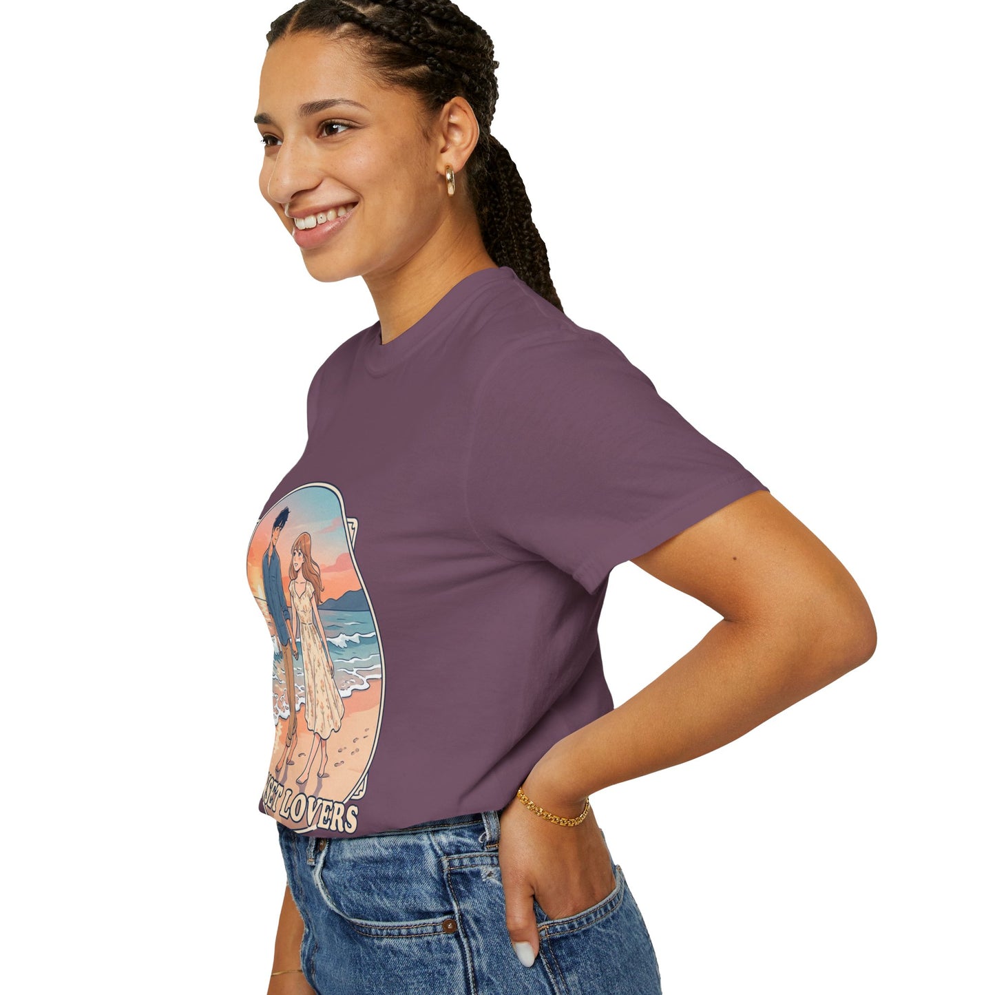 Sunset Lovers Beach T-Shirt — Romantic Couple Graphic Tee
