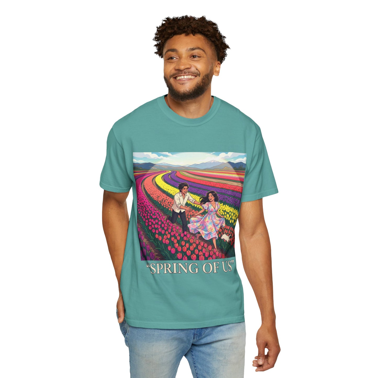 Spring of Us T-Shirt — Floral Field Vintage Couple Graphic Tee