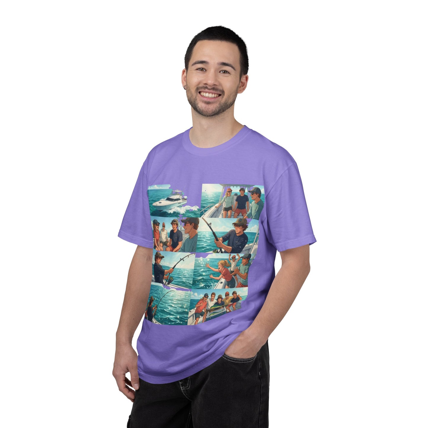 Deep Sea Energy (Friends Fishing Edition) Fishing Trip Photo Collage T-Shirt