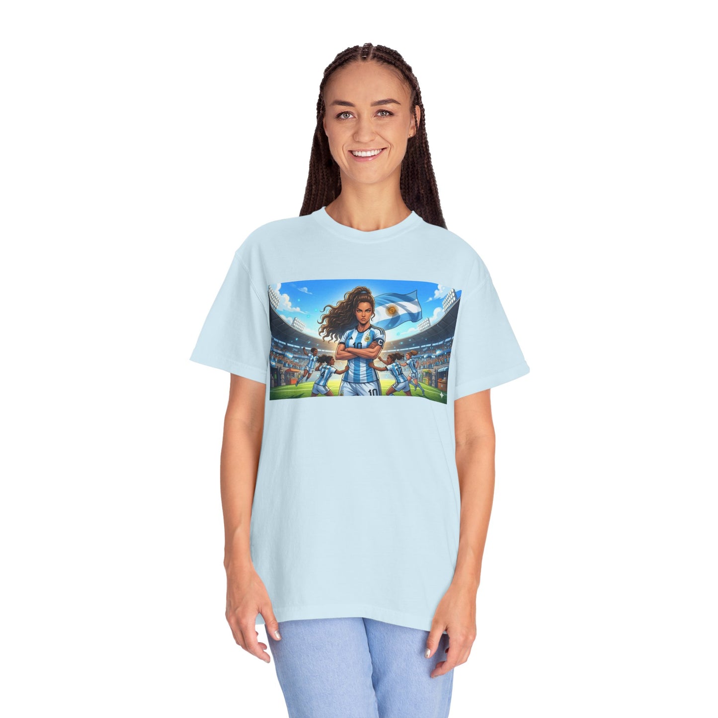 Argentina Soccer Heroine Stadium T-Shirt – Female Soccer Player Graphic Tee