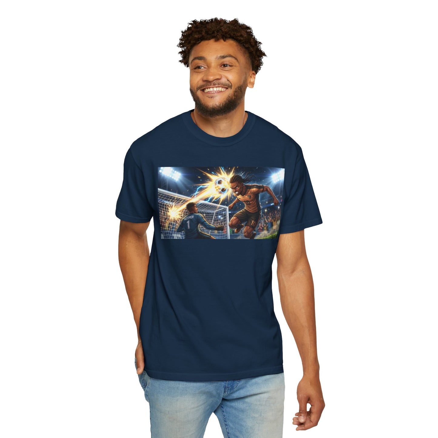 Soccer Goal Explosion T-Shirt — Action-Packed Football Graphic Tee