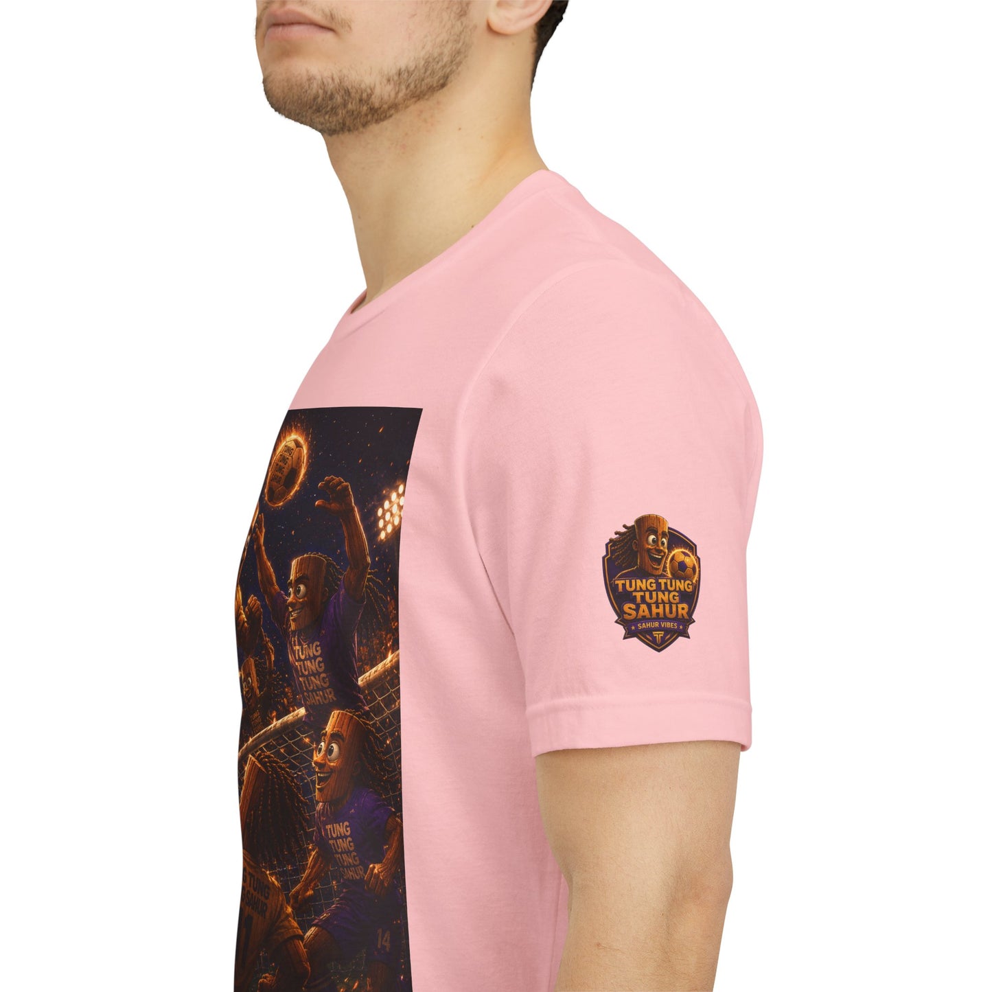 Tung Tung Tung Sahur Header Goal Soccer Action Graphic Tee — Team Court Night Design