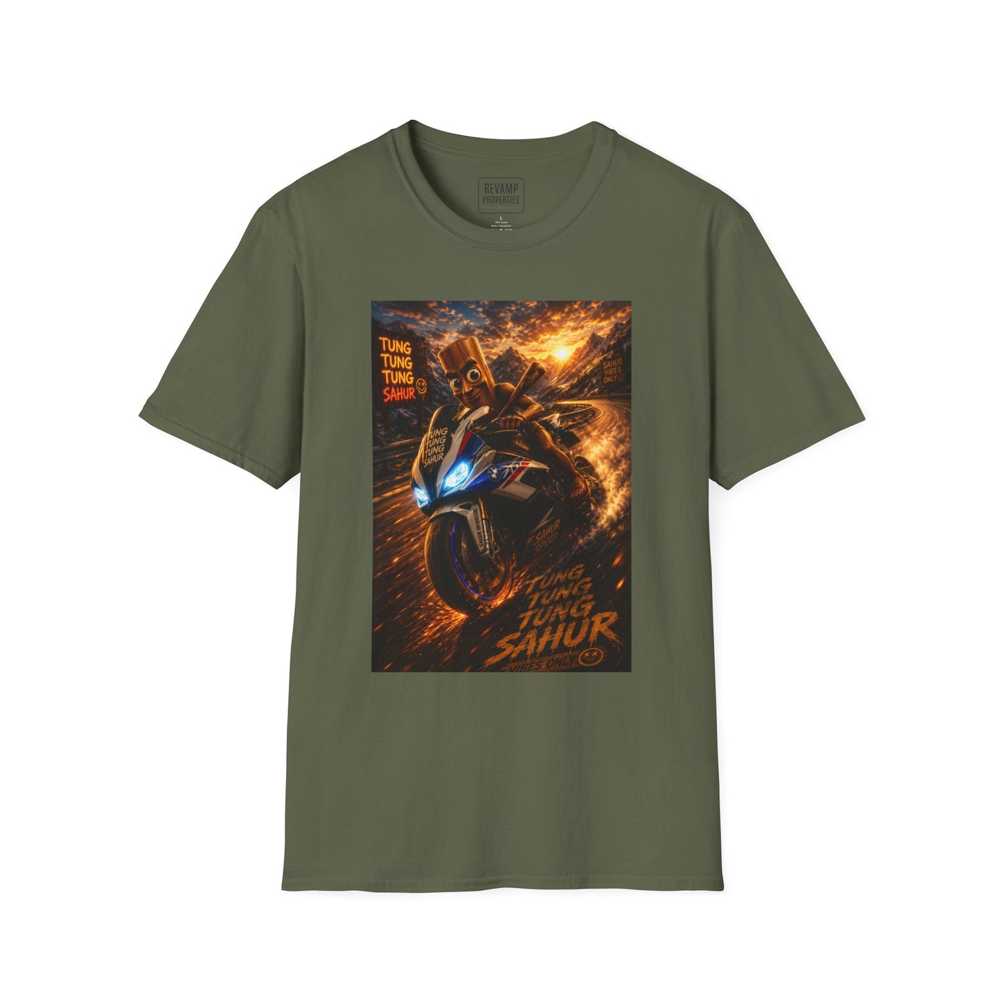 Tung Tung Tung Sahur 2 Wheels On Steel & Fire T-Shirt — "Time To Turn The Tide" Tee