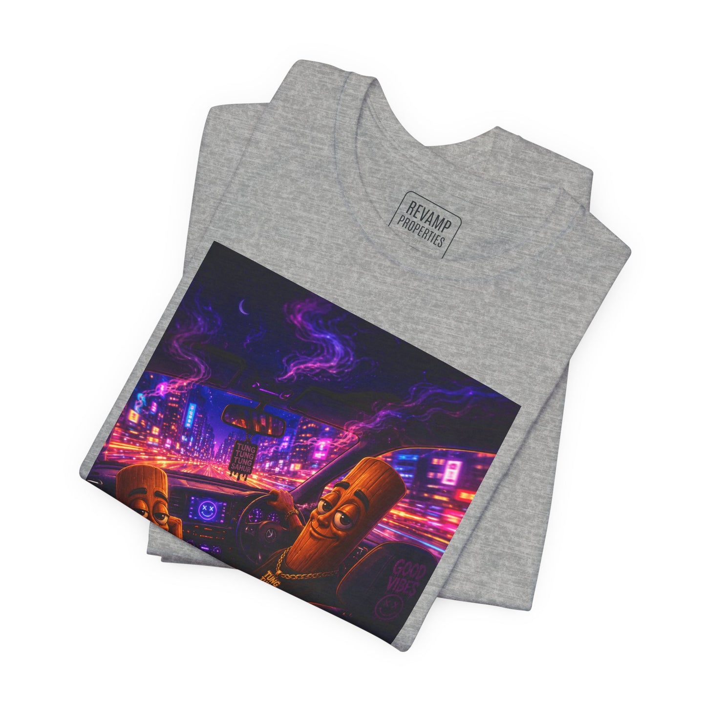 Tung Tung Tung Sahur Who Ride Like Us T-Shirt — Night Cruise Vaporwave Graphic Tee