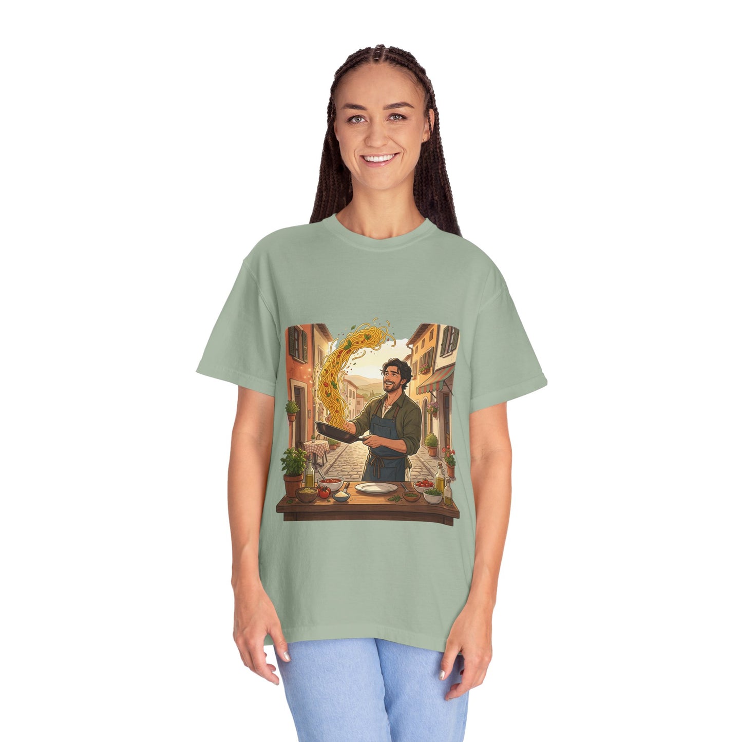 Italian Chef Pasta Toss T-Shirt — Vintage Street Kitchen Cooking Graphic Tee