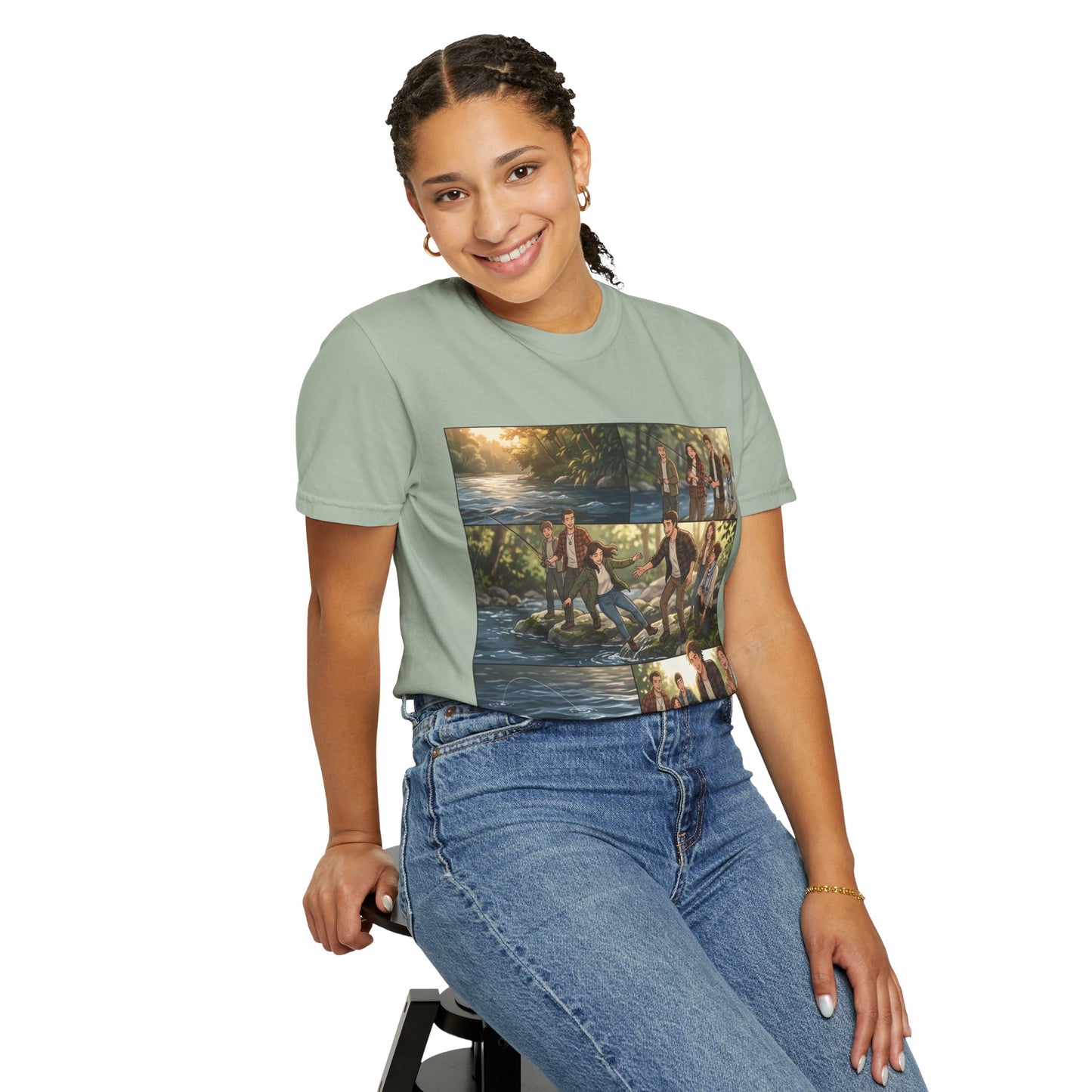 Band Photo Collage T-Shirt – Retro River Scene Crew Tee