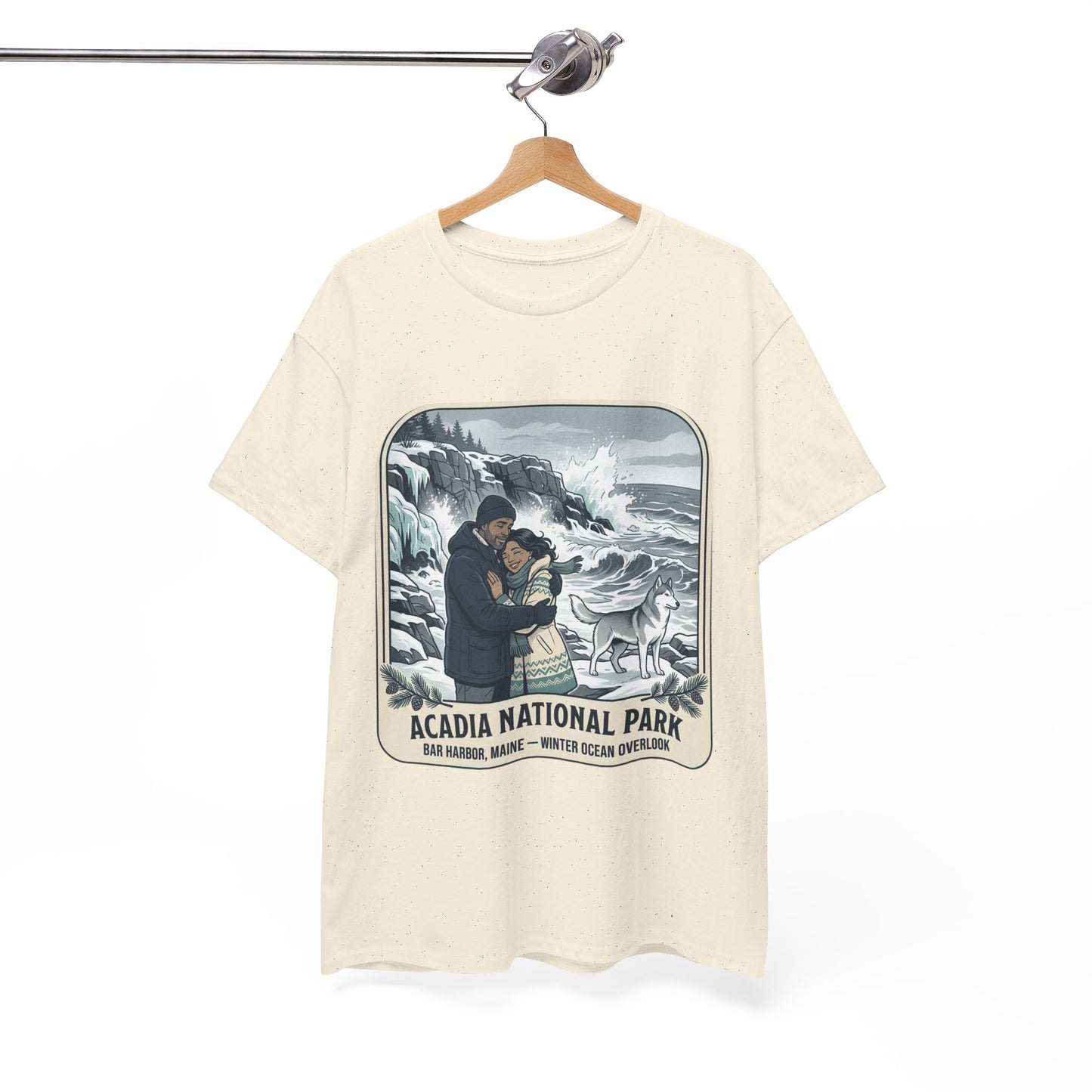 Acadia National Park Tee — Coastal Winter Couple Graphic