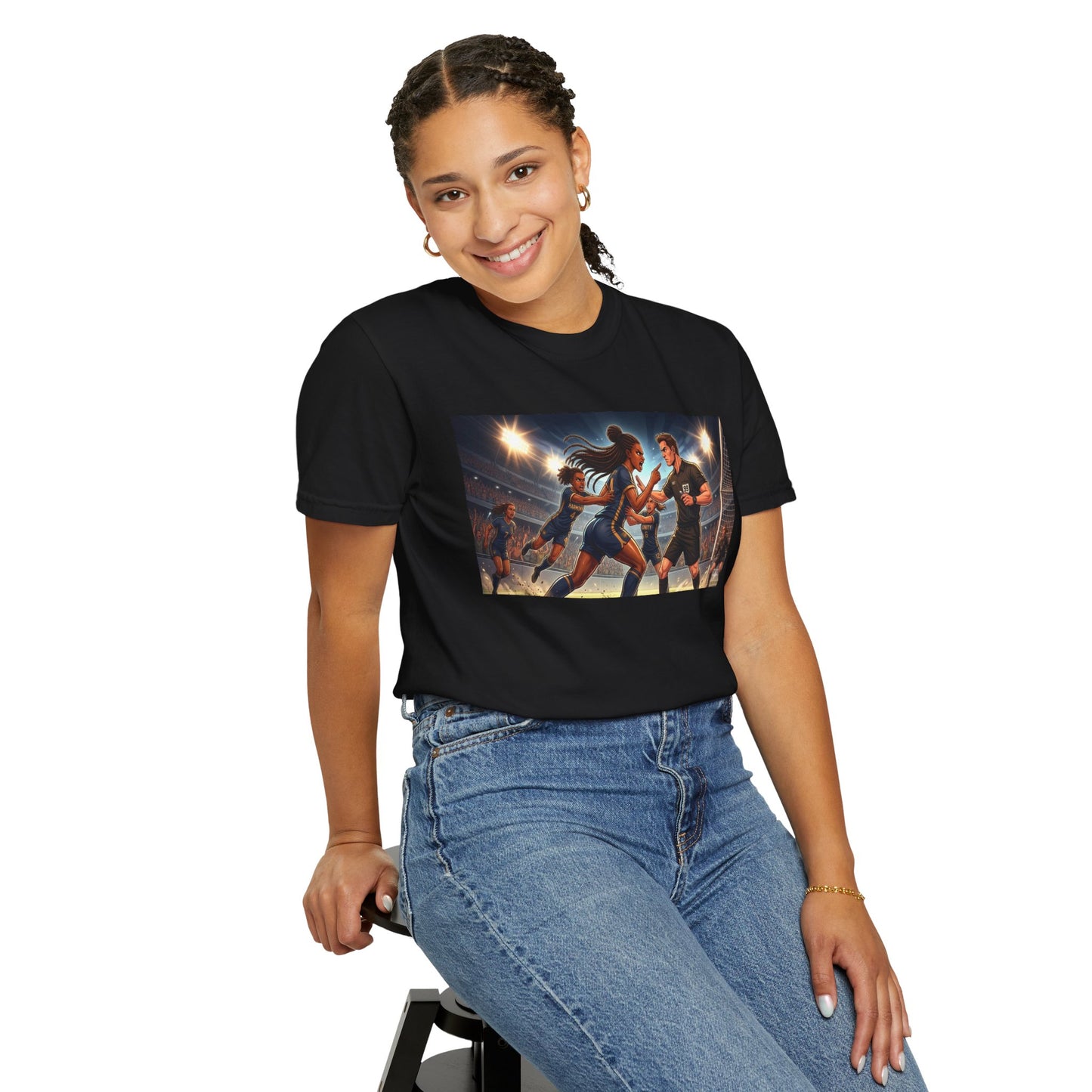 Soccer Night Match T-Shirt — Dynamic Players Under Stadium Lights