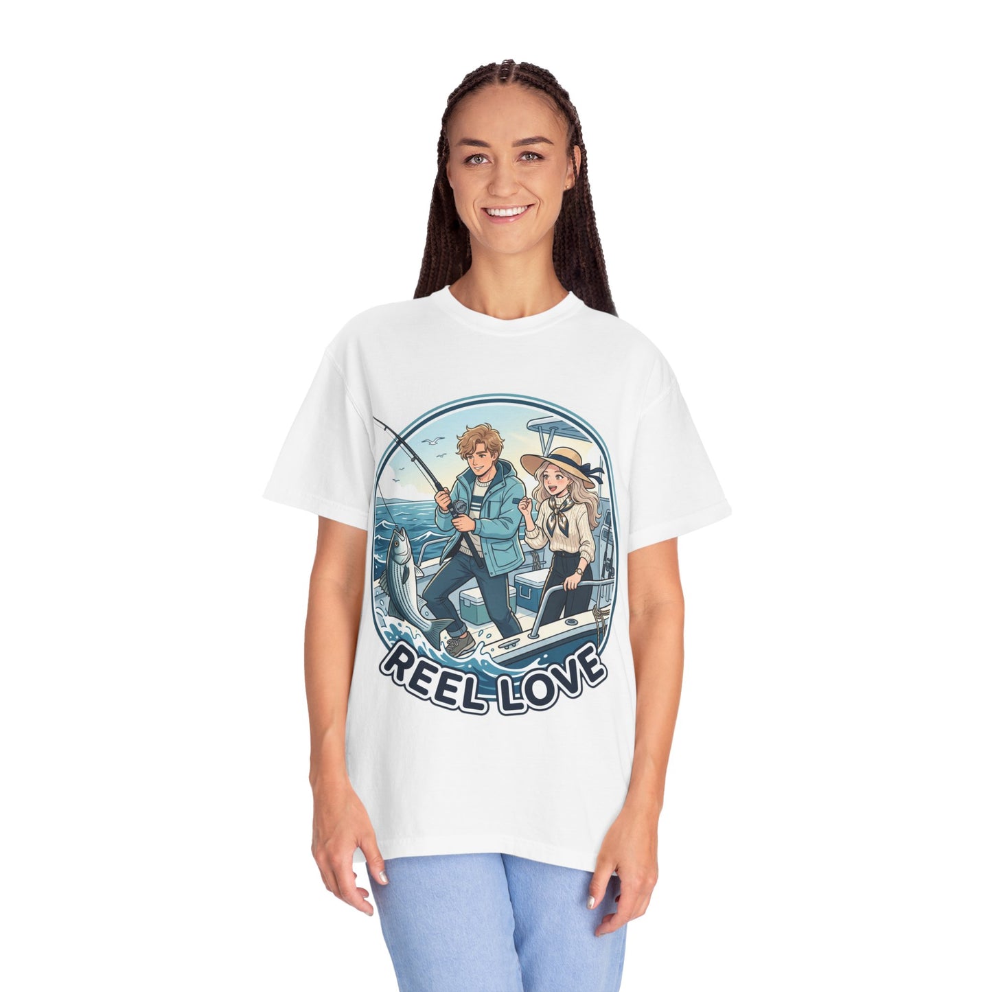 Reel Love Fishing T-Shirt — Cute Couple Anglers Graphic Tee