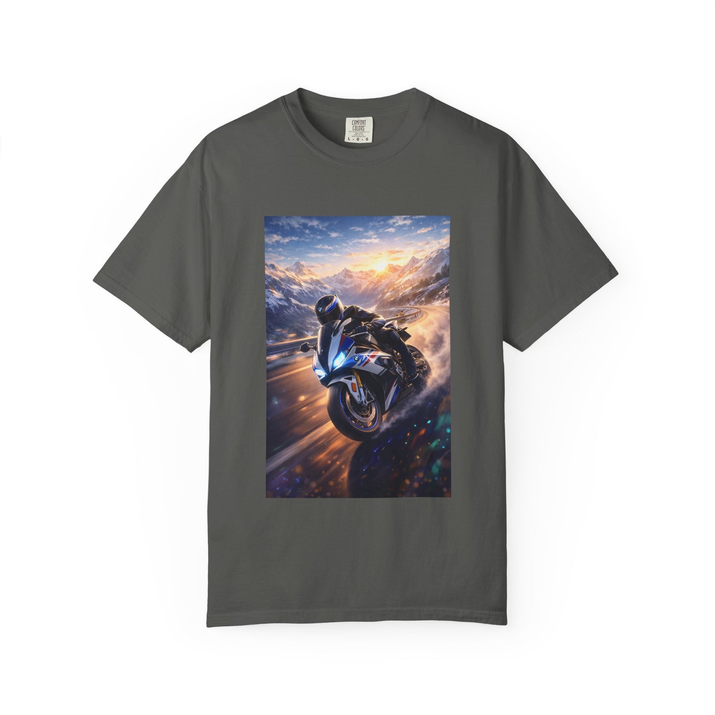 BMW S1000RR ALPINE GHOST RIDE - T‑Shirt — Sportbike Skyline Graphic Tee