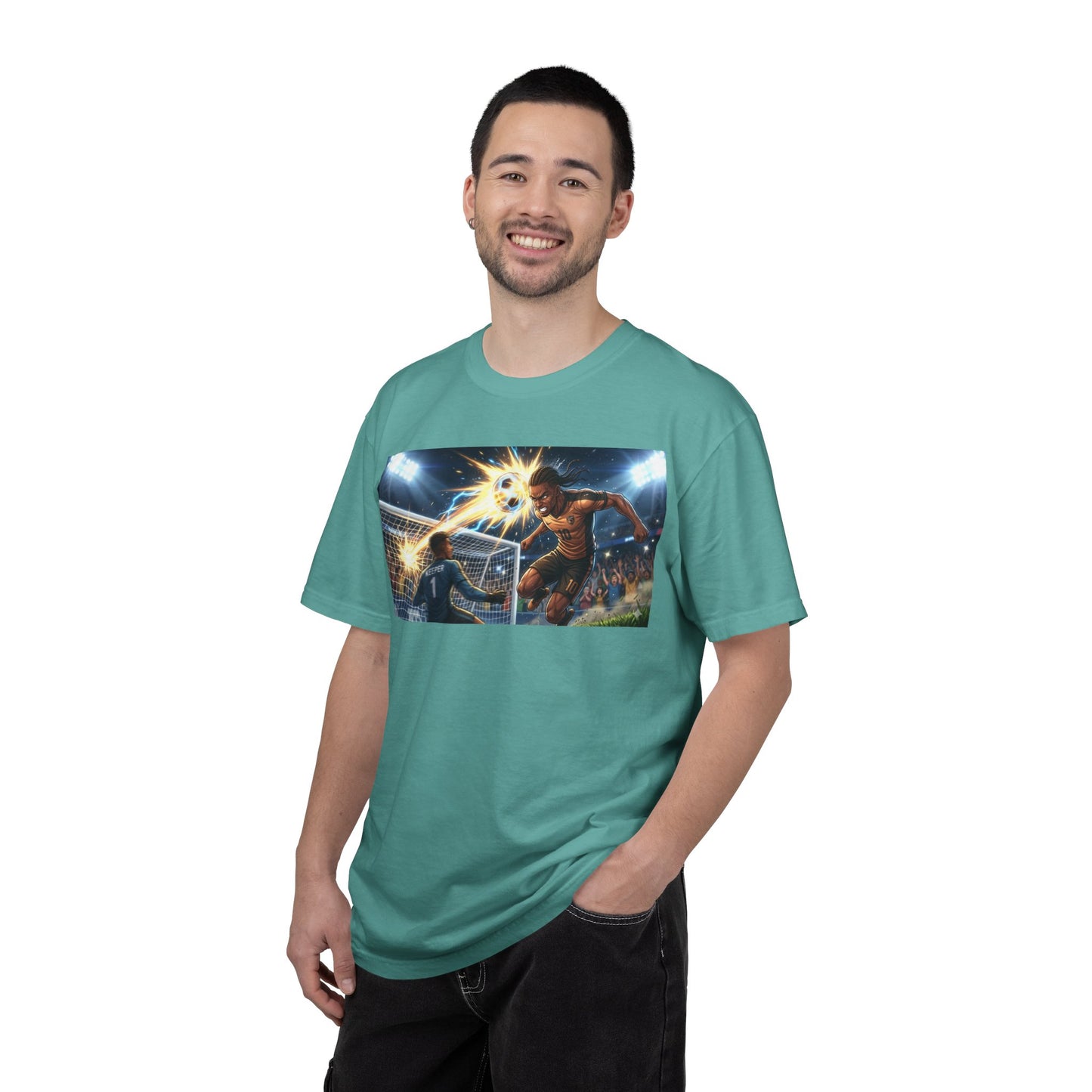Soccer Goal Explosion T-Shirt — Action-Packed Football Graphic Tee