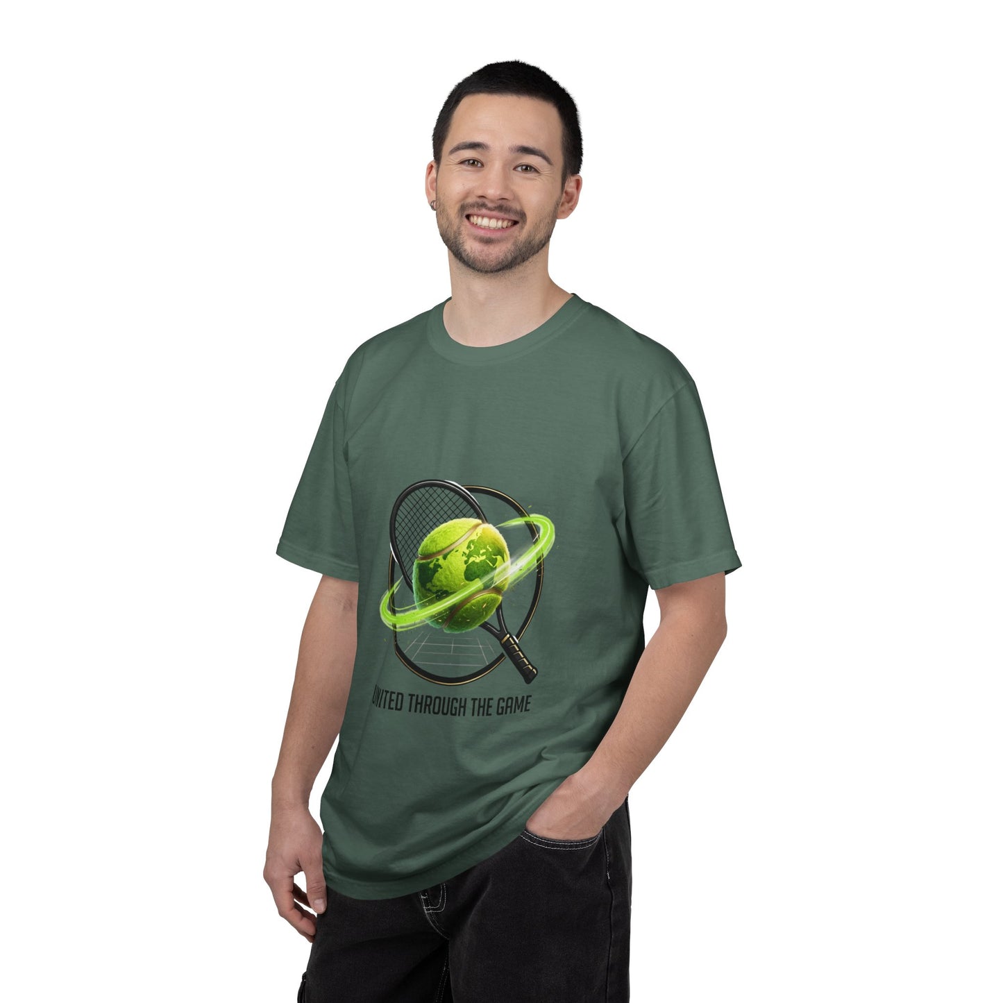 Tennis Globe T‑Shirt — "United Through the Game" Sports Tee