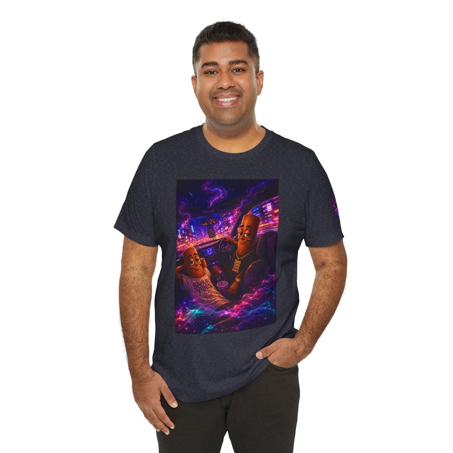 Tung Tung Tung Sahur Who Ride Like Us T-Shirt — Night Cruise Vaporwave Graphic Tee