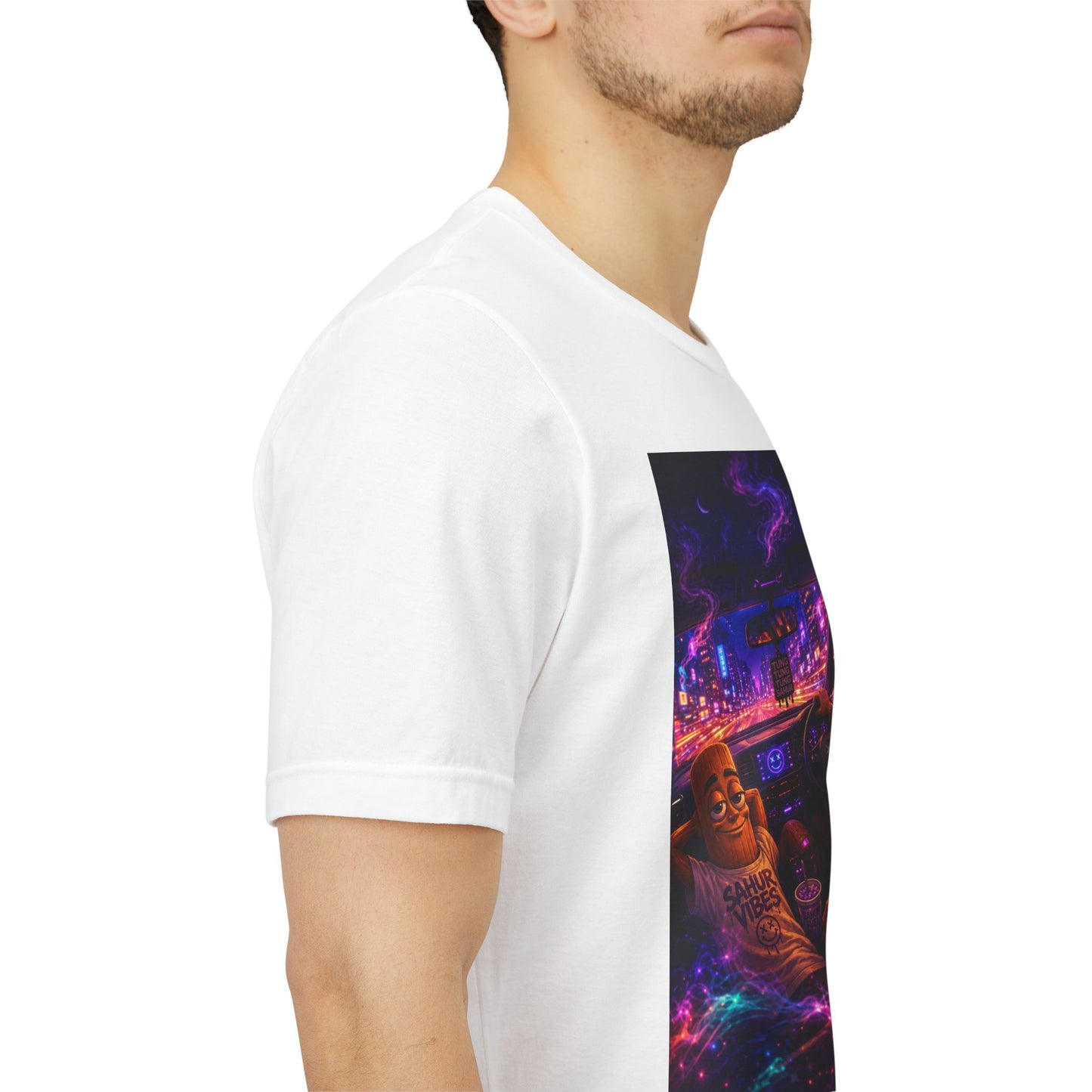 Tung Tung Tung Sahur Who Ride Like Us T-Shirt — Night Cruise Vaporwave Graphic Tee