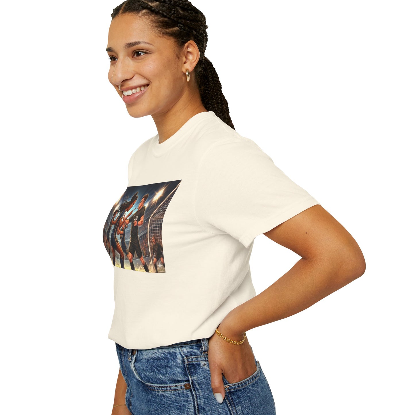 Soccer Night Match T-Shirt — Dynamic Players Under Stadium Lights