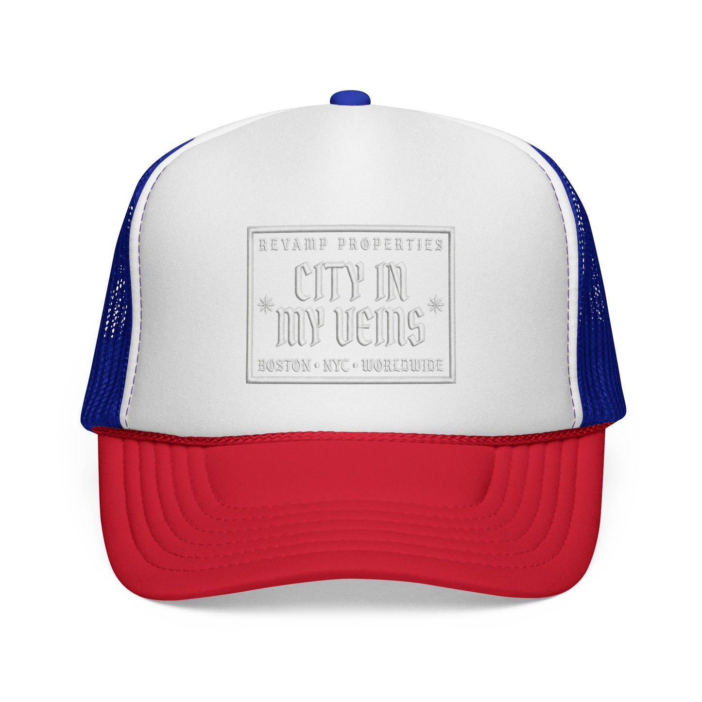 City In My Veins Trucker Cap - Vintage Neon Style Mesh Hat