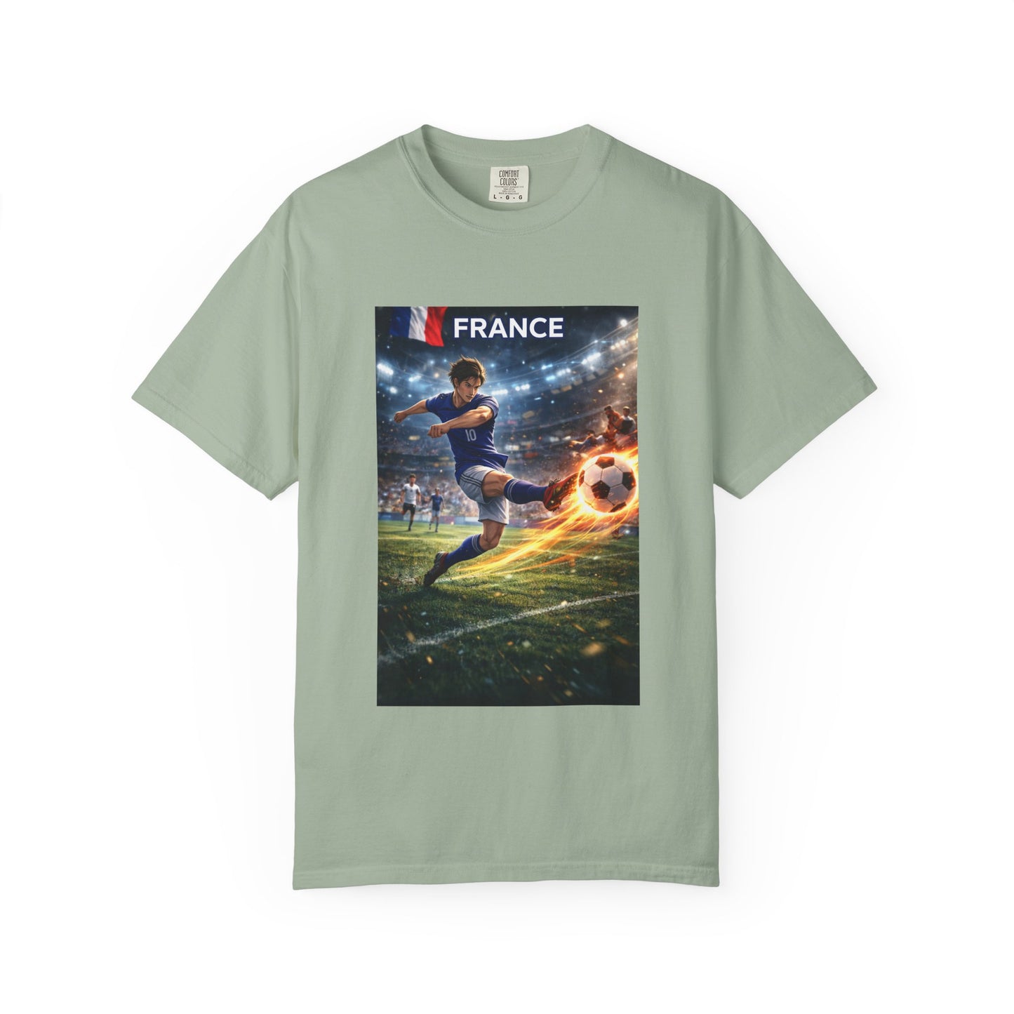 France Soccer Player Graphic T-Shirt — Football Kick Stadium Design