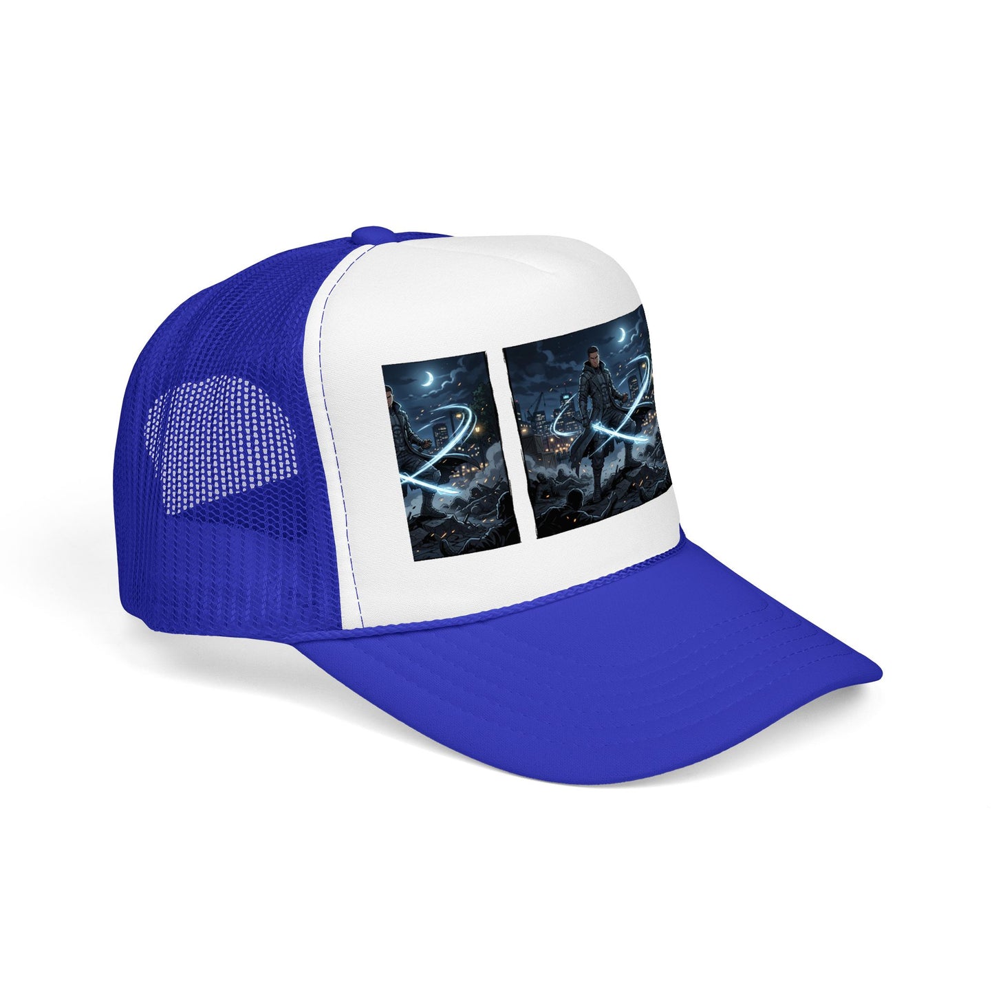 Trucker Hat — Neon Samurai Triptych Foam Trucker Cap