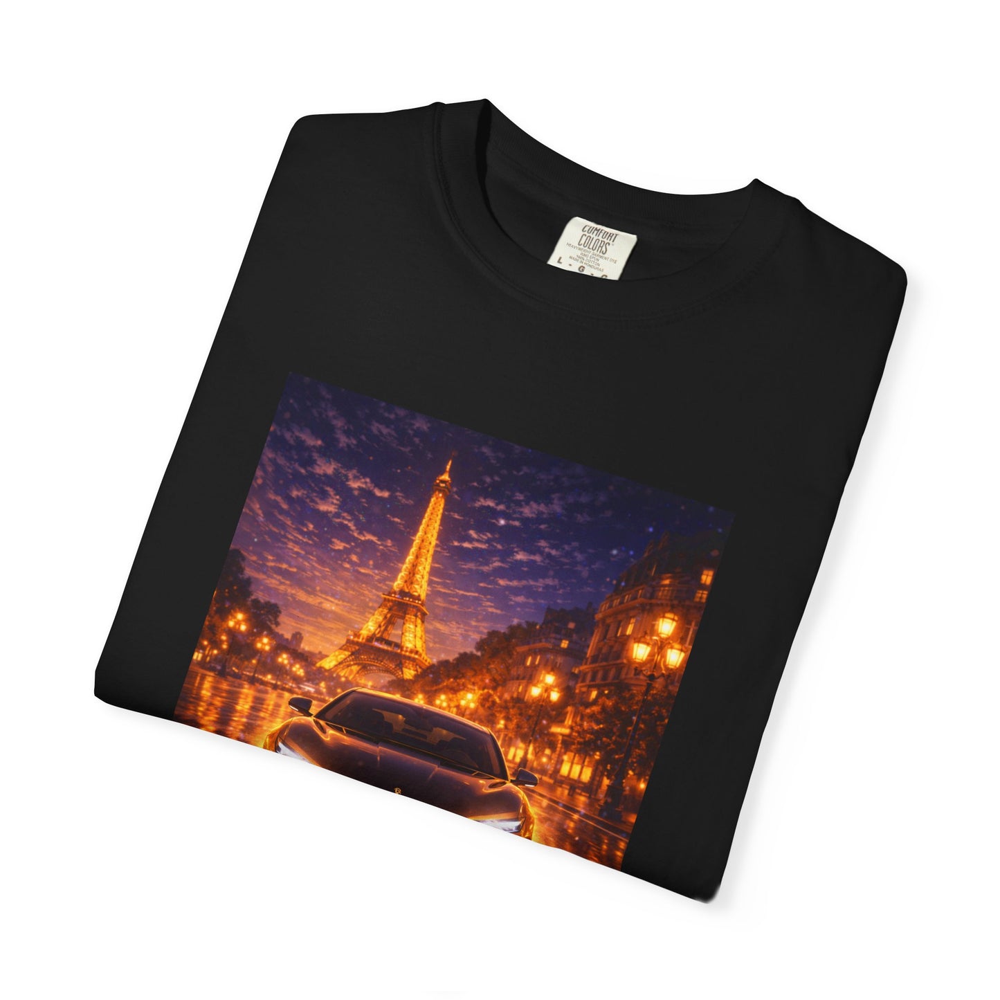 Paris Night Drive T-Shirt — Eiffel Tower Car Scene
