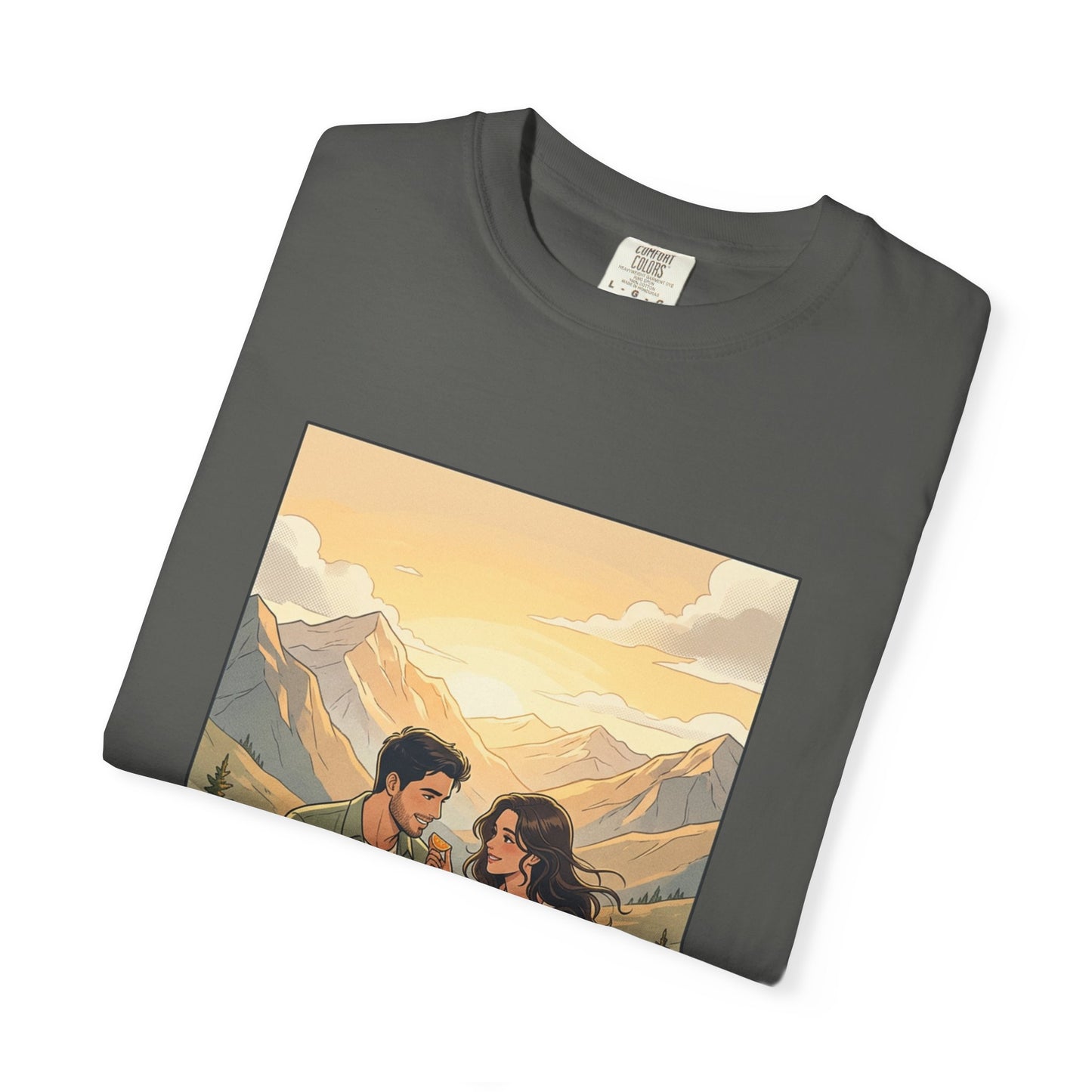Couples Mountain Picnic T-Shirt — 'Opening Up' Scenic Graphic Tee