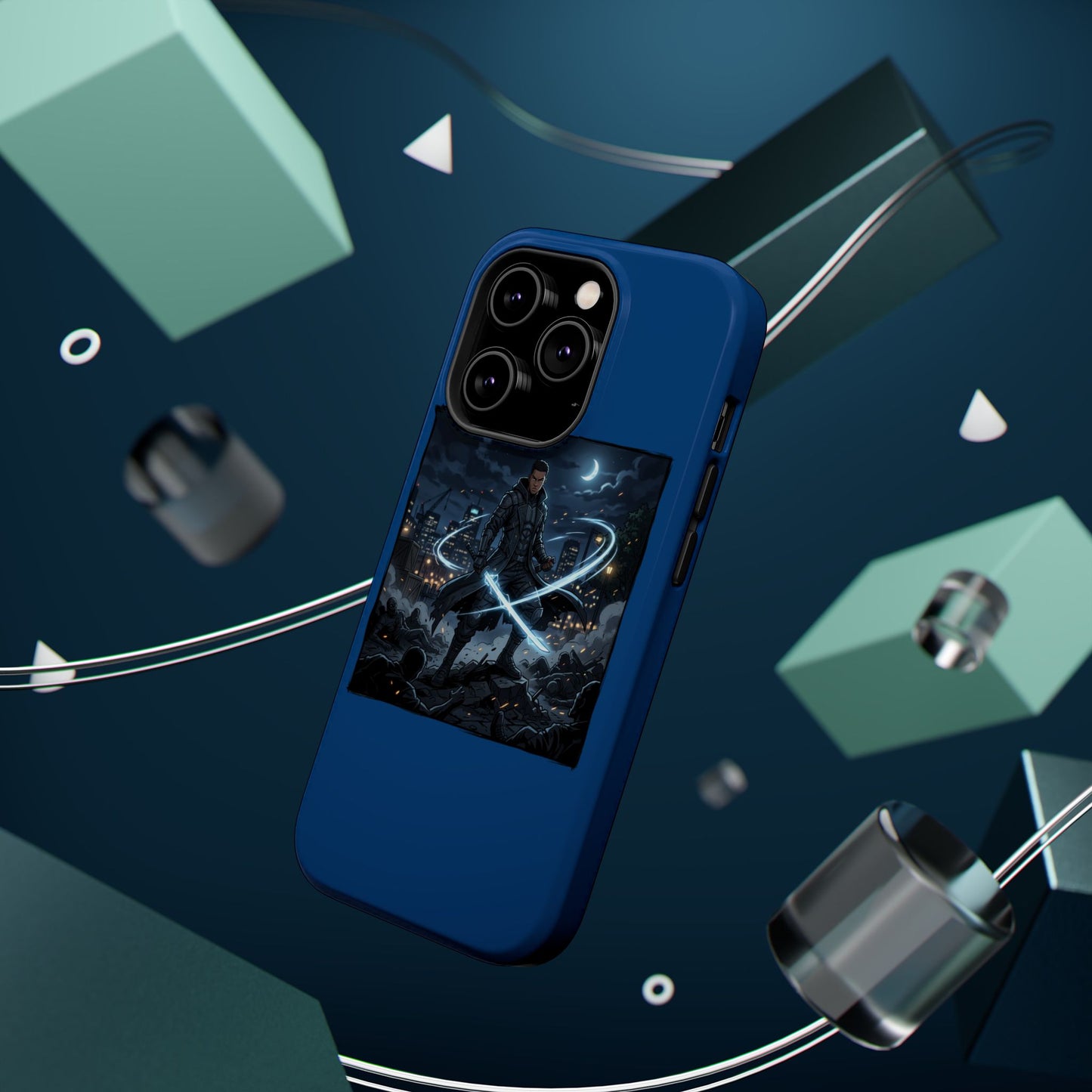 Magnetic Impact-Resistant Phone Case — Night Warrior Sci‑Fi Design