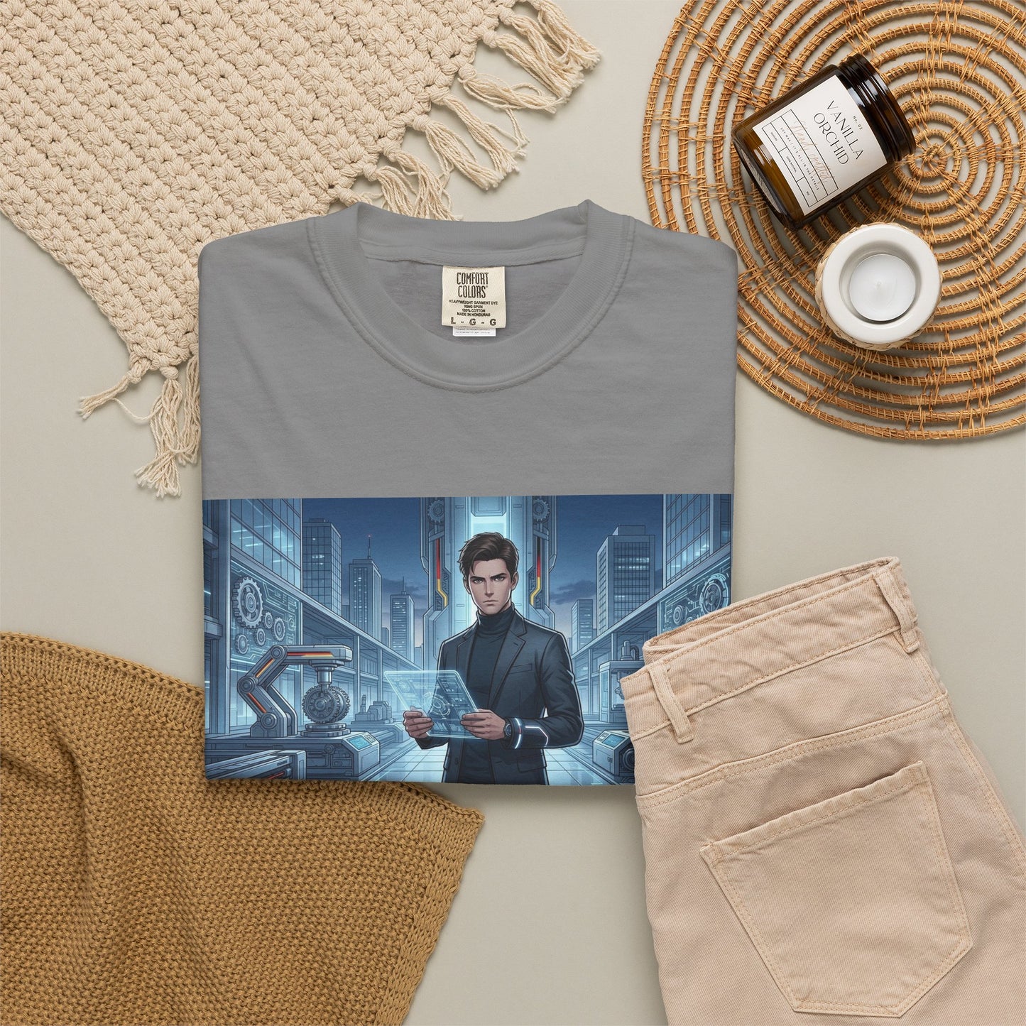 Cyberpunk Detective T-Shirt — Futuristic Noir Cityscape Graphic Tee