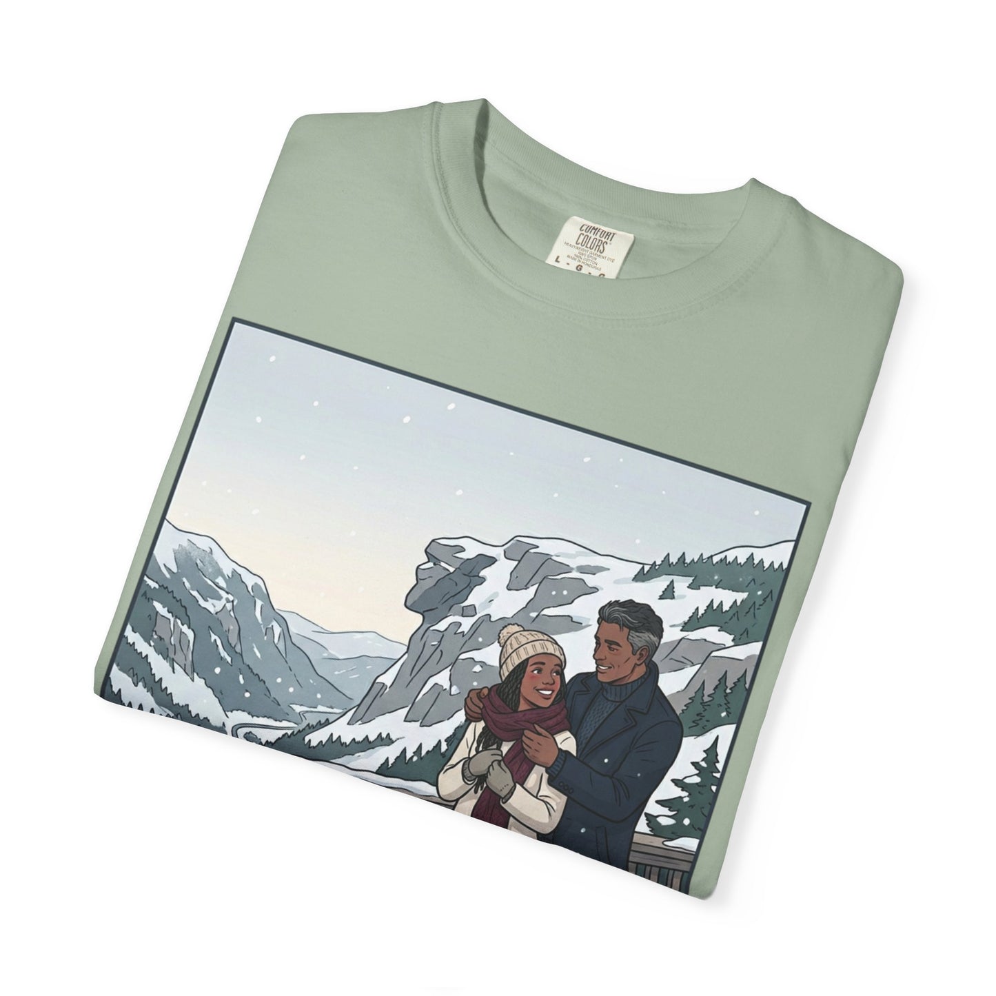 Franconia Notch NH Winter View T-Shirt — Scenic Couple & Husky Travel Tee