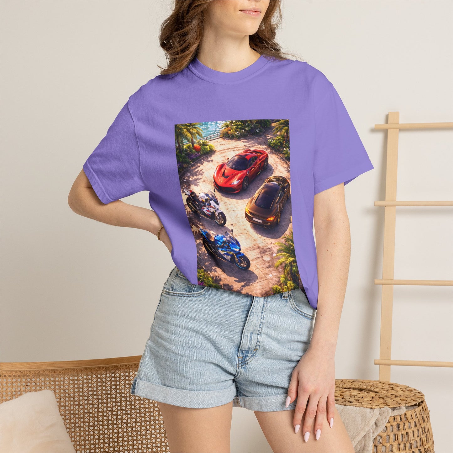 MULTI-VEHICLE - T-Shirt — Tropical Sports Cars & Motorbikes Print