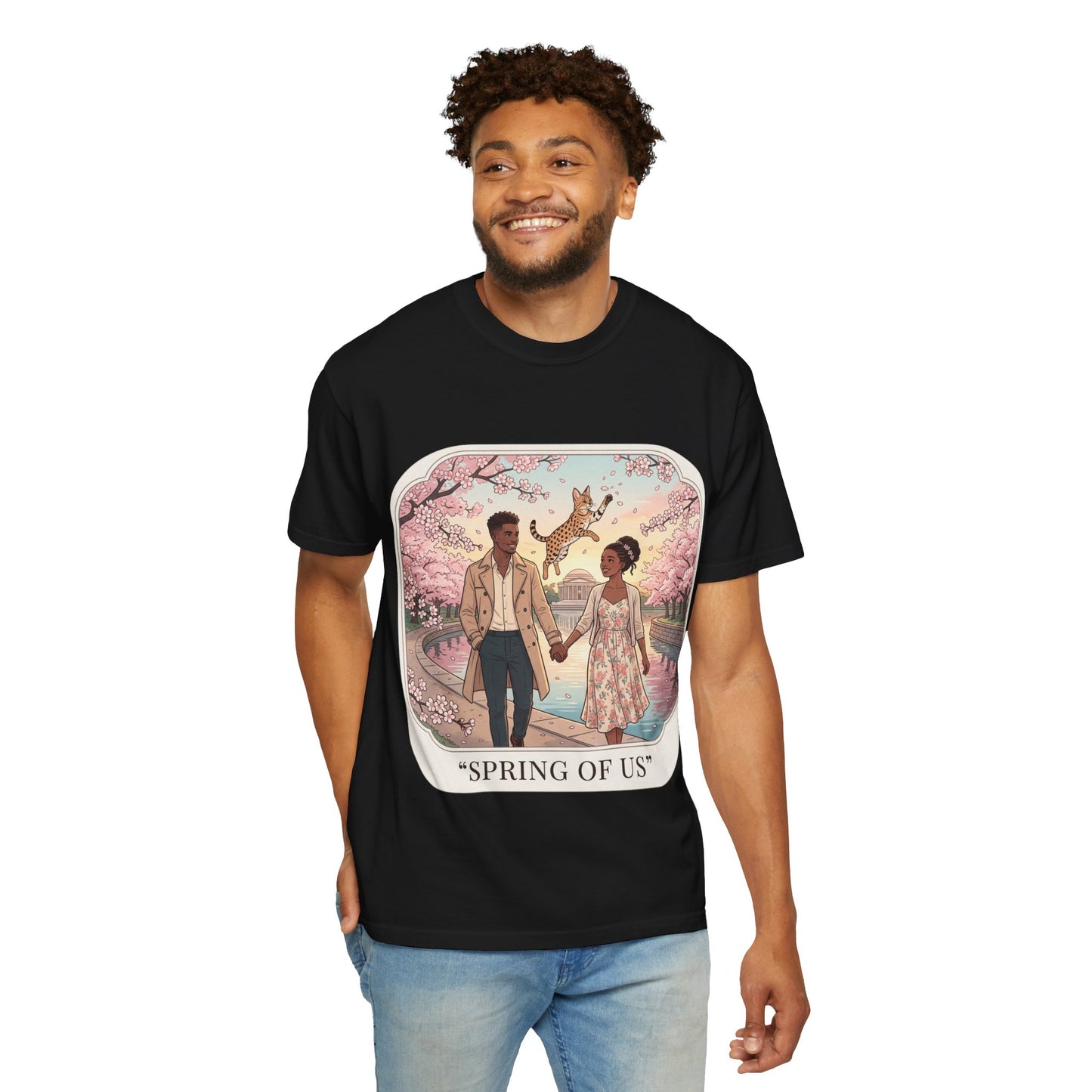 Spring of Us T-Shirt — Romantic Cherry Blossom Couple Graphic Tee