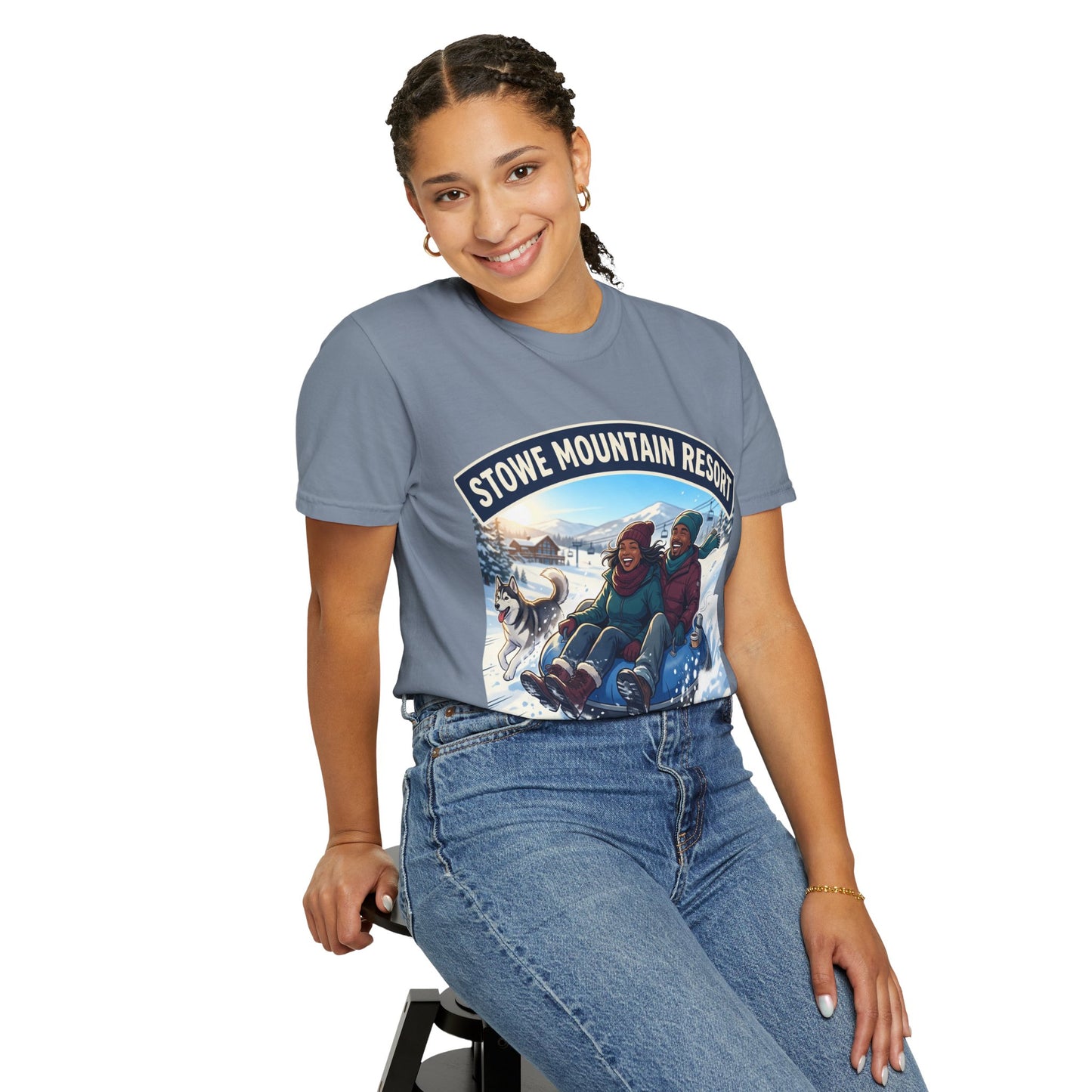 Stowe Mountain Resort Snow Tubing T-Shirt — "Vermont Joy" Winter Apparel
