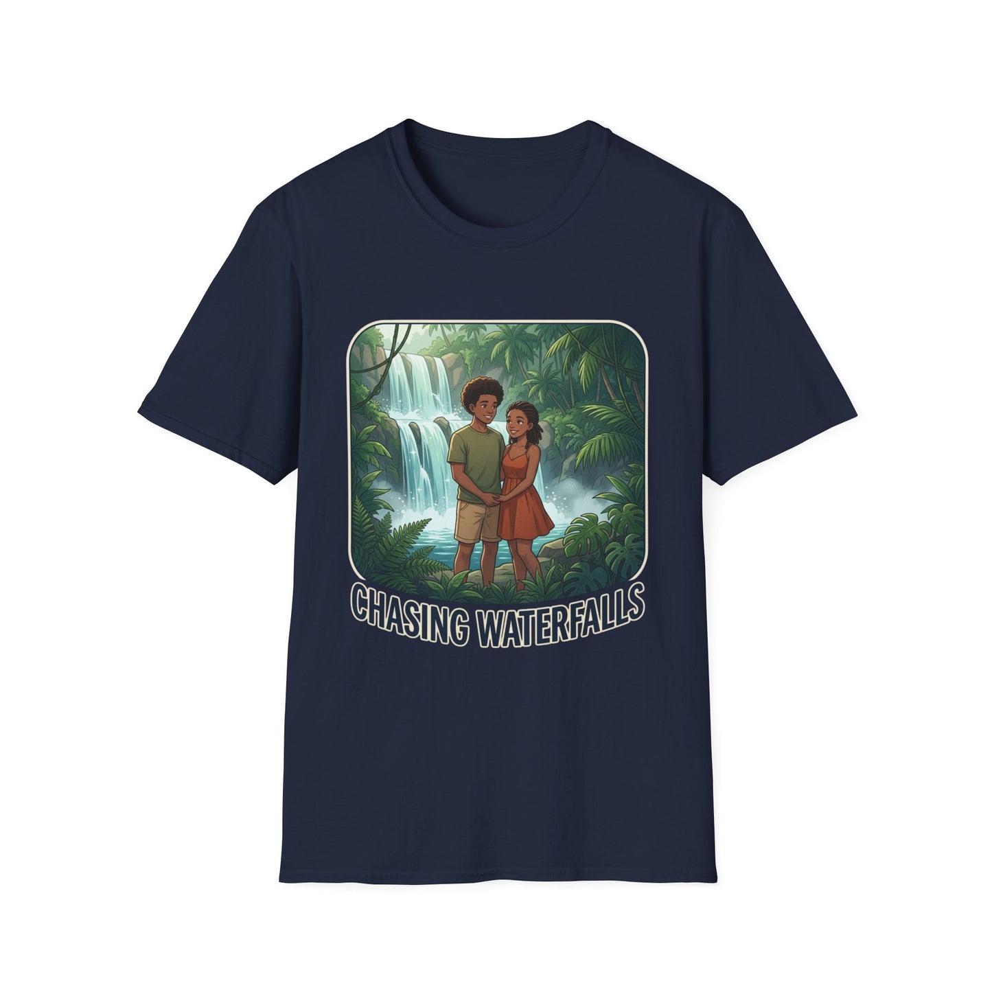 Chasing Waterfalls T-Shirt — Couple Adventure Graphic Tee