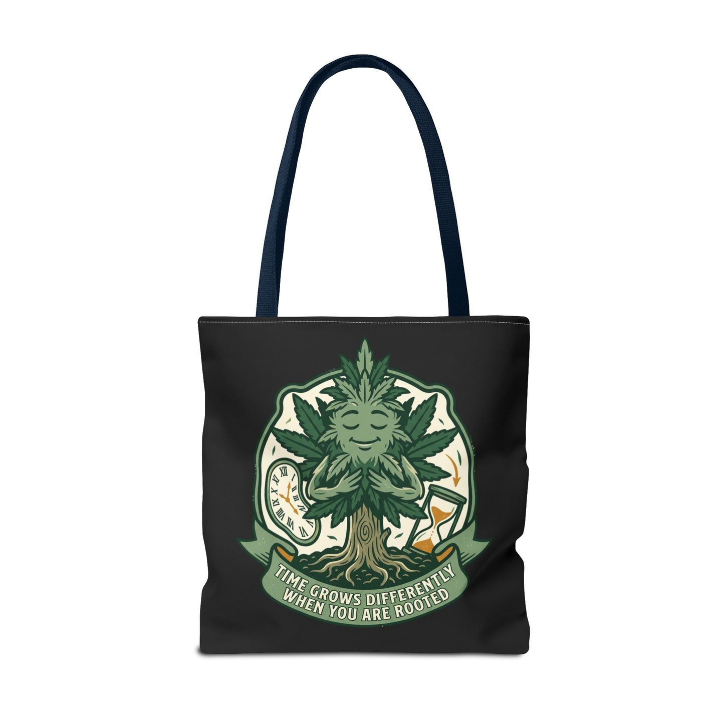 Rooted Tree Spirit Tote Bag — “Time Grows Different When You Are Rooted” Eco Tote