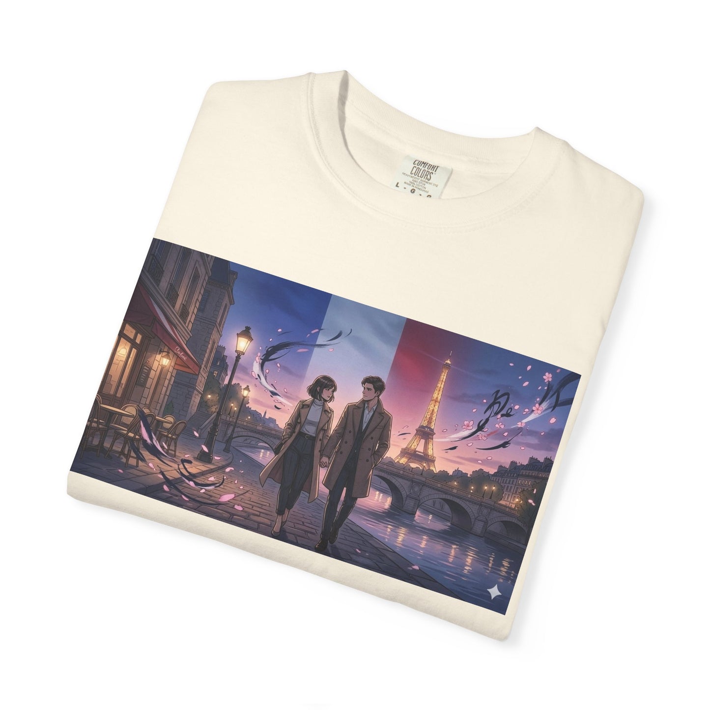 T-Shirt — Romantic City Night Stroll Illustration