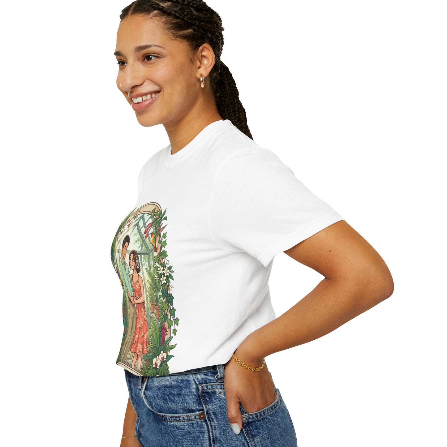 Romantic Greenhouse Couples T-Shirt — “Love Grows Where We Nurture It”