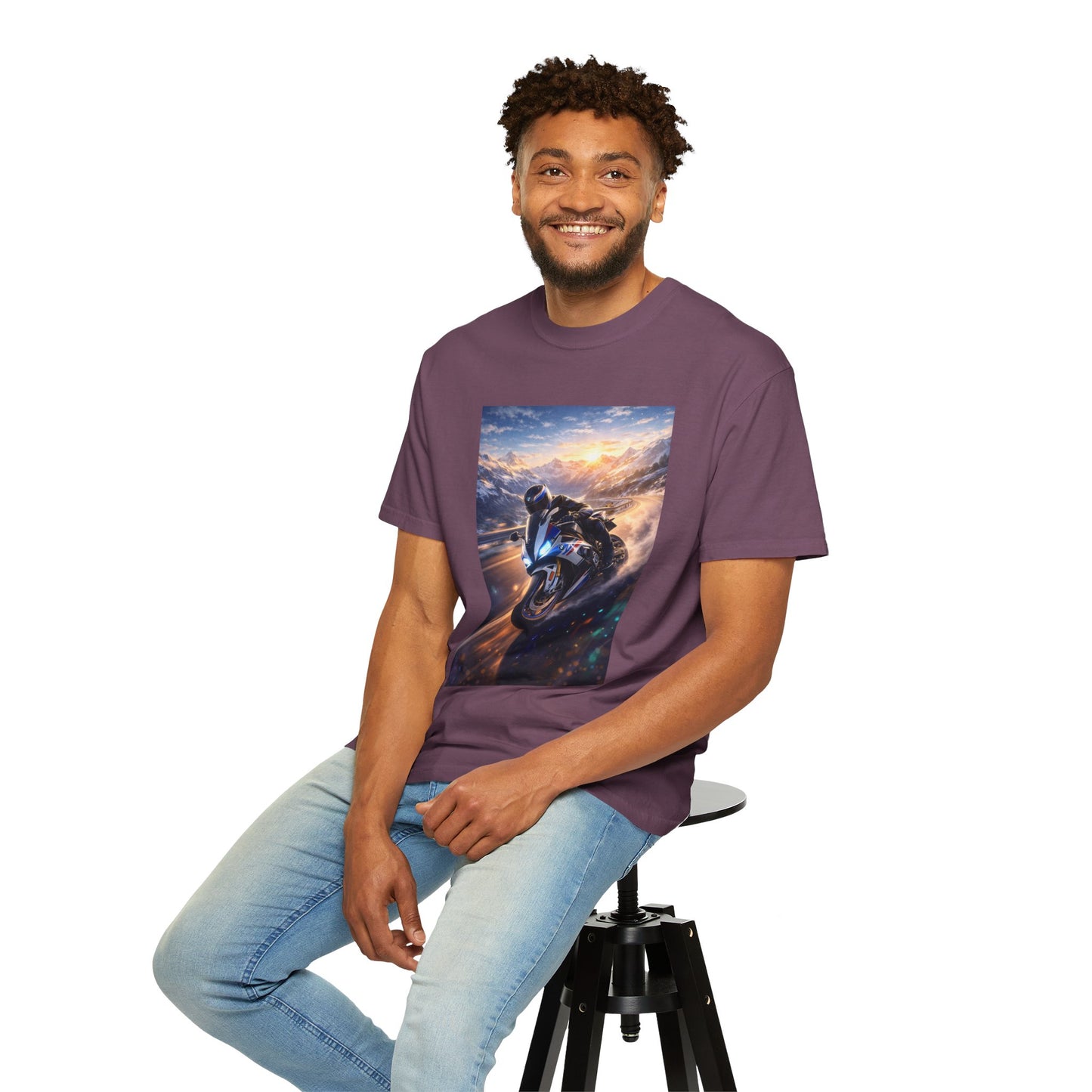 BMW S1000RR ALPINE GHOST RIDE - T‑Shirt — Sportbike Skyline Graphic Tee