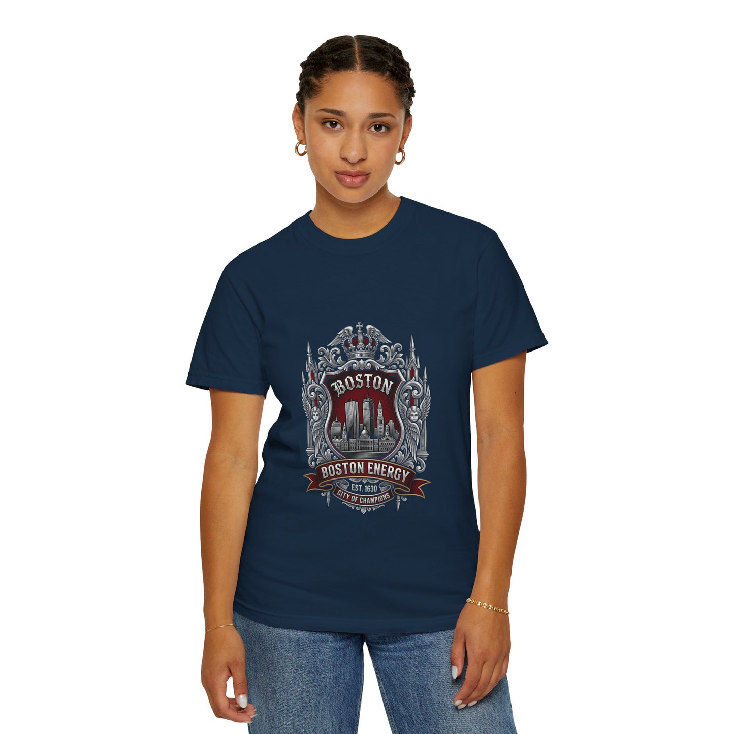 Boston Energy Vintage Crest T-Shirt — Retro City Skyline Tee