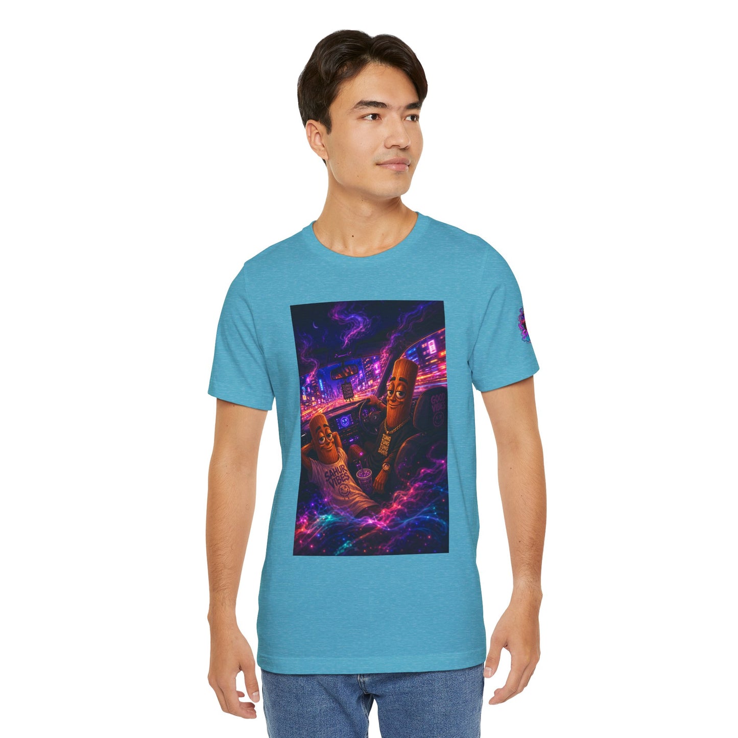 Tung Tung Tung Sahur Who Ride Like Us T-Shirt — Night Cruise Vaporwave Graphic Tee