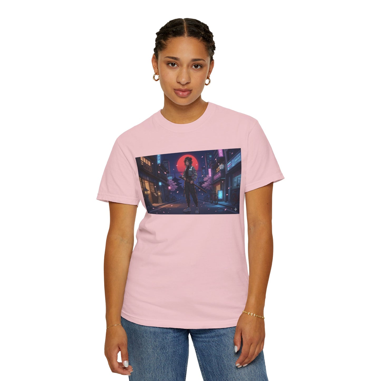 Cyberpunk Samurai T-Shirt — Neon Night Street Art Tee