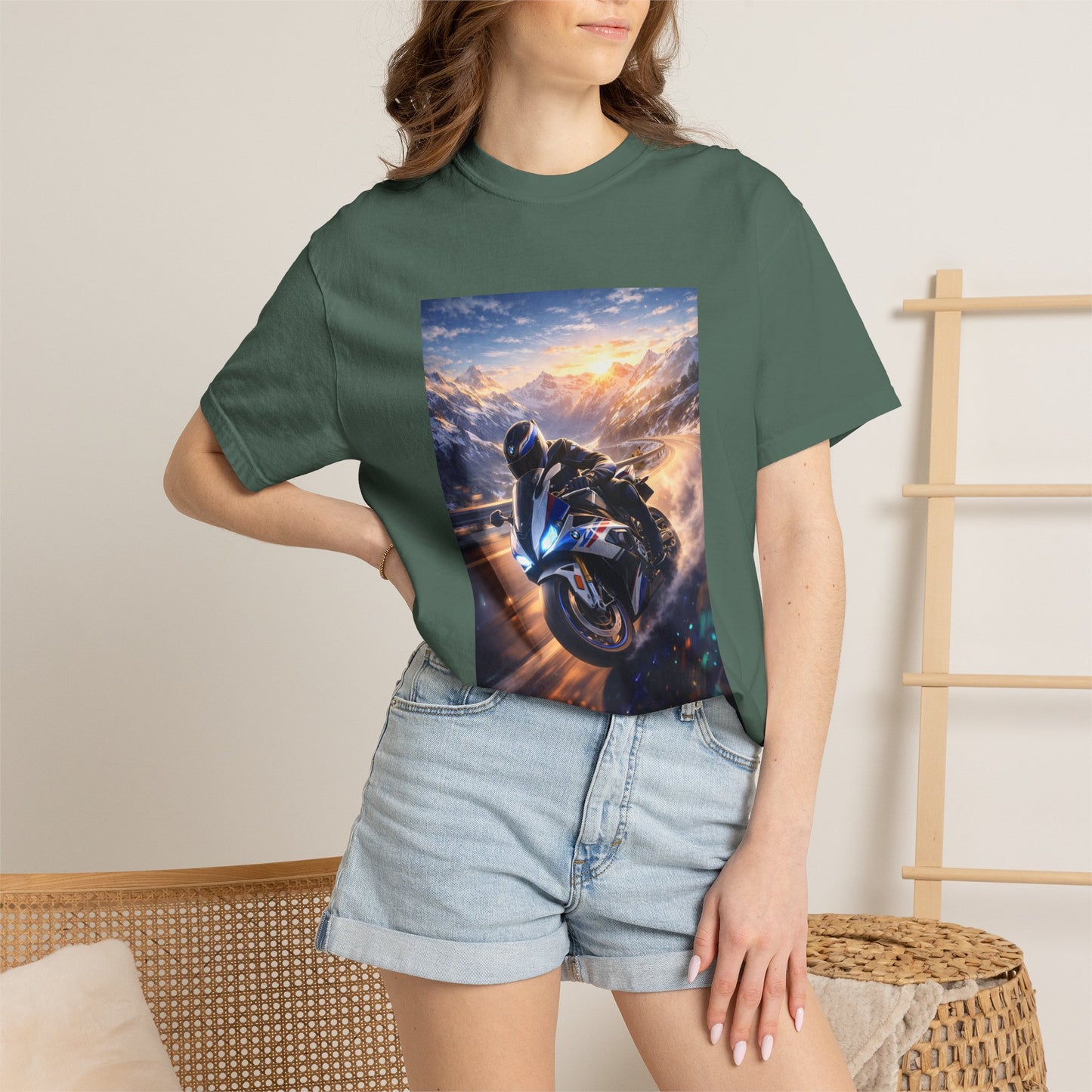 BMW S1000RR ALPINE GHOST RIDE - T‑Shirt — Sportbike Skyline Graphic Tee
