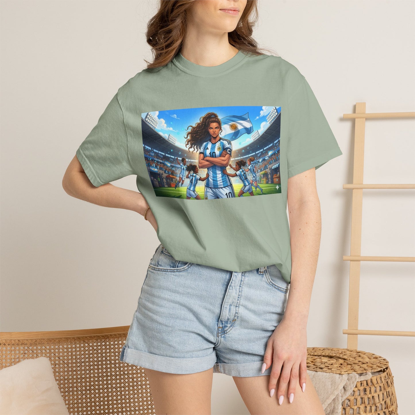 Argentina Soccer Heroine Stadium T-Shirt – Female Soccer Player Graphic Tee