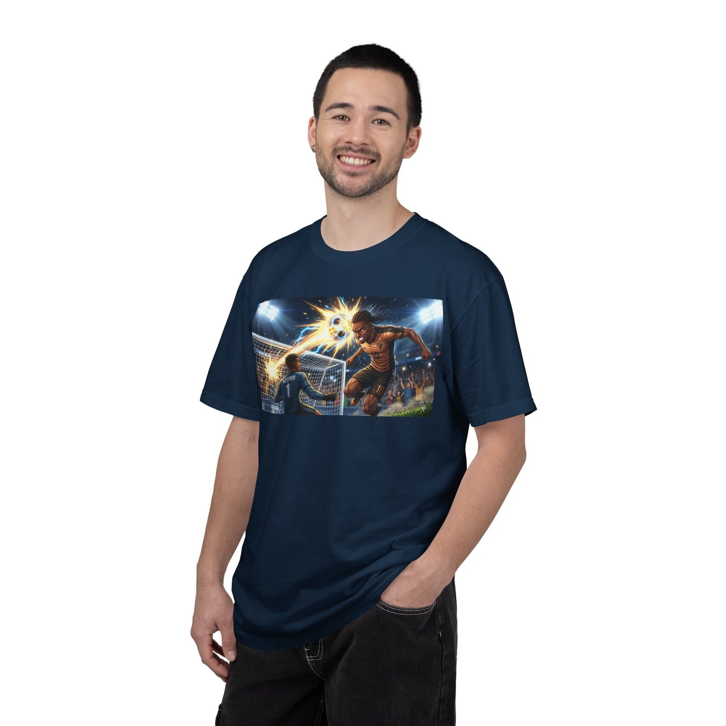 Soccer Goal Explosion T-Shirt — Action-Packed Football Graphic Tee