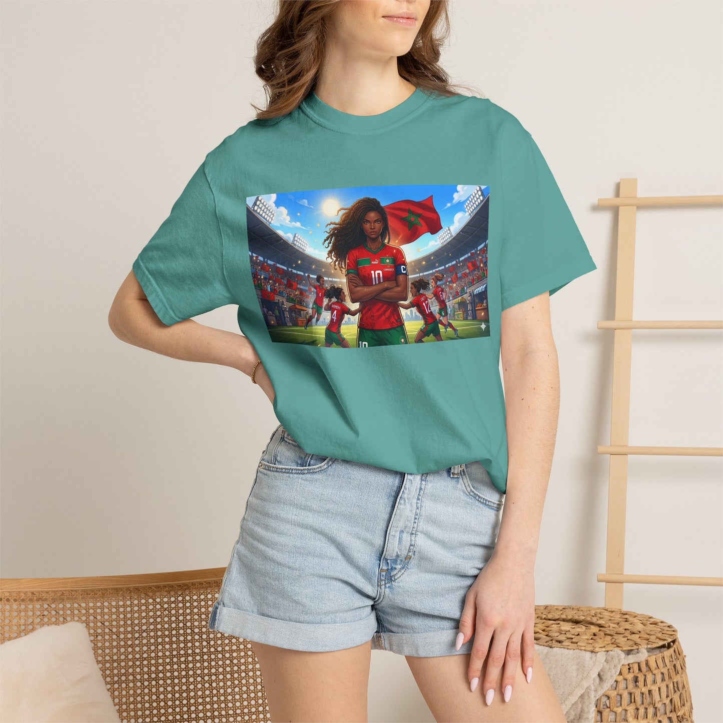 Morocco Soccer Champion Graphic T-Shirt — Inspiring Women’s Football Stadium Design