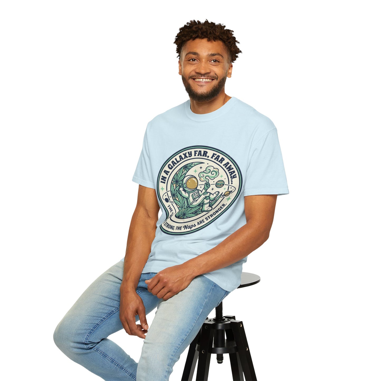 T-Shirt — "In a Galaxy Far, Far Away" Retro Space Nap Graphic Tee