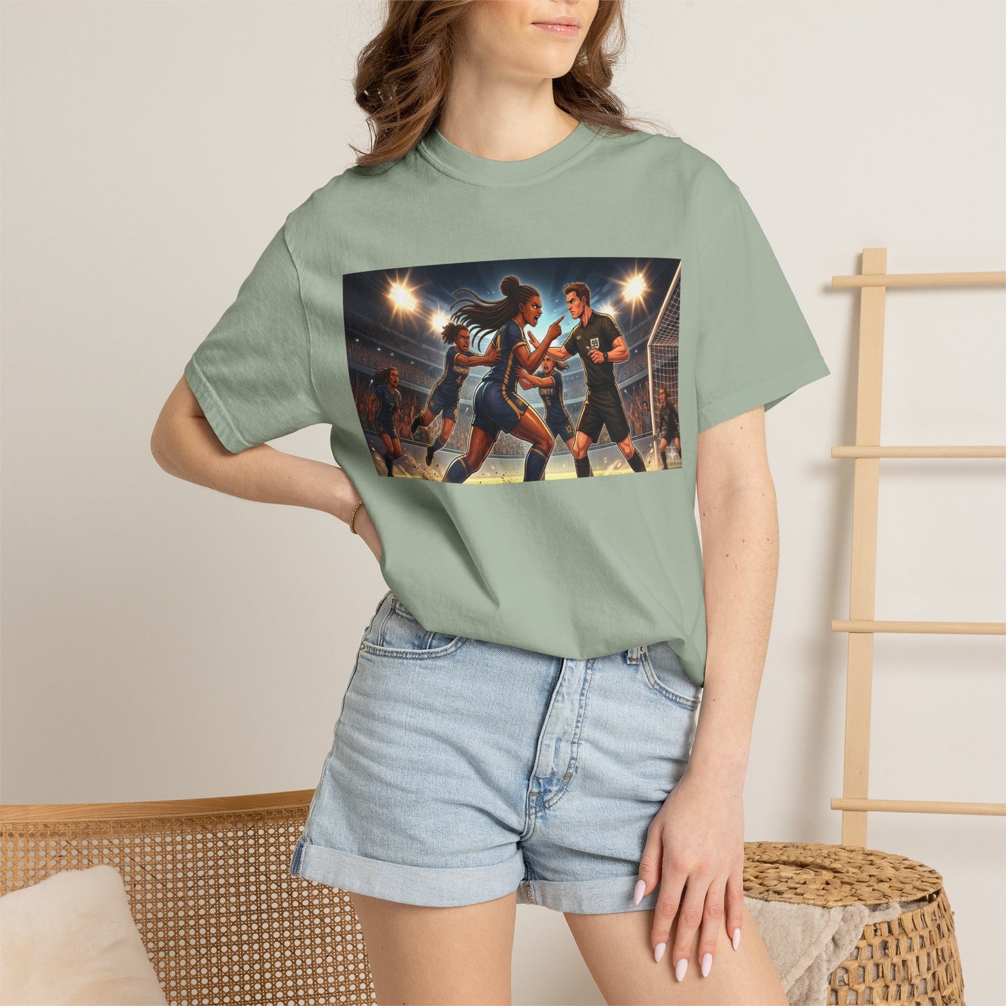 Soccer Night Match T-Shirt — Dynamic Players Under Stadium Lights