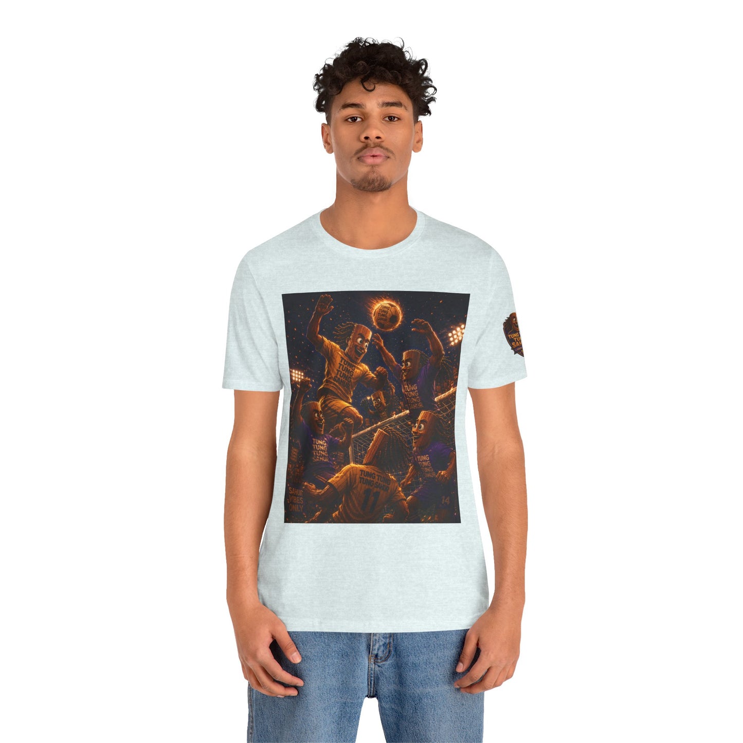 Tung Tung Tung Sahur Header Goal Soccer Action Graphic Tee — Team Court Night Design